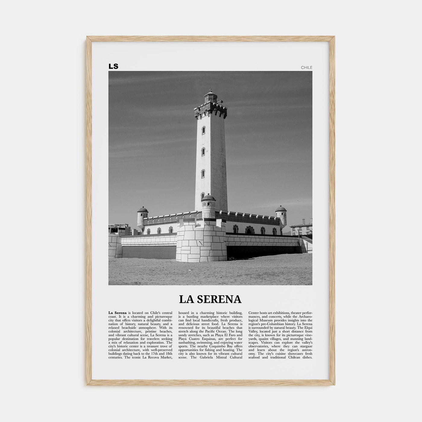 La Serena Travel B&W Poster