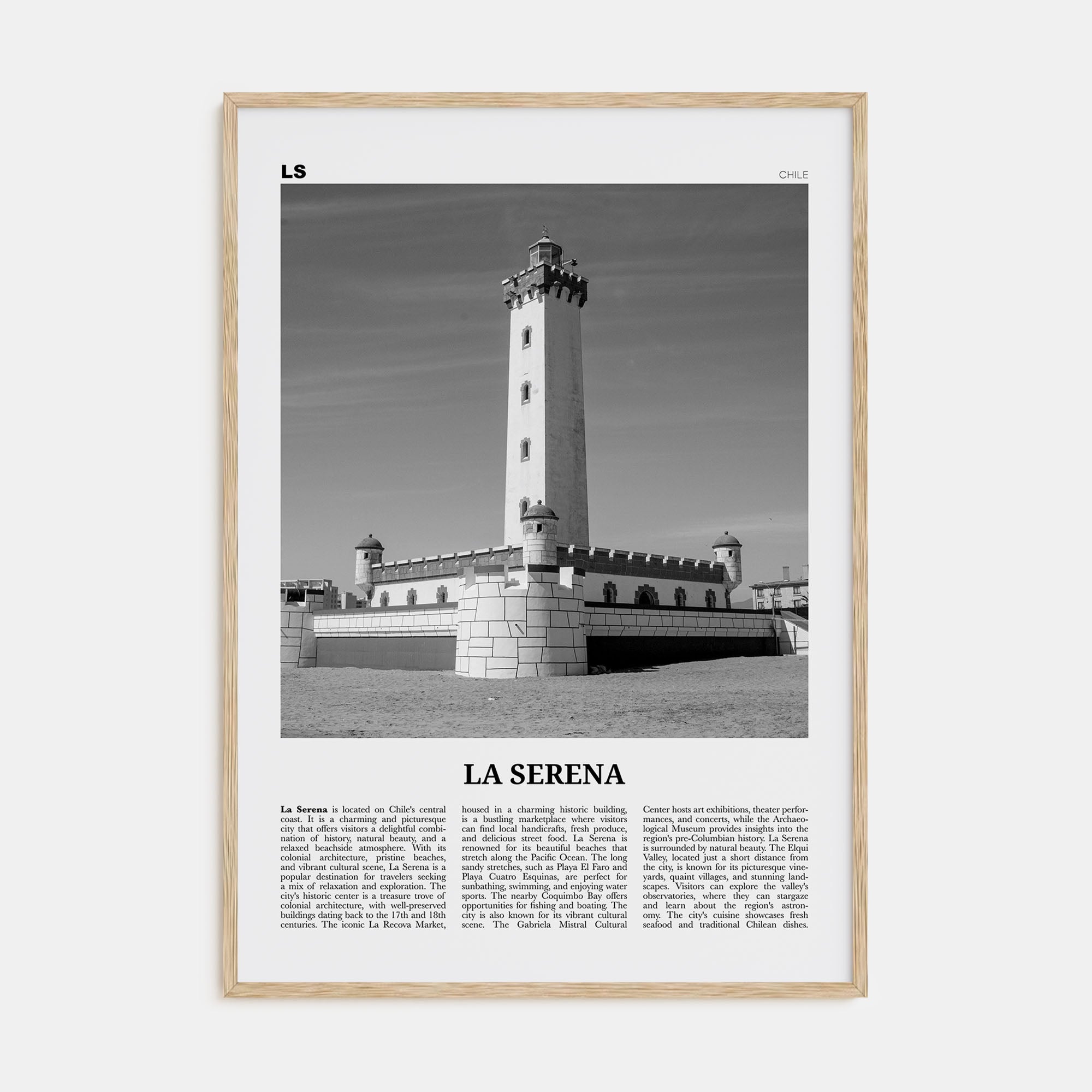 La Serena Travel B&W Poster
