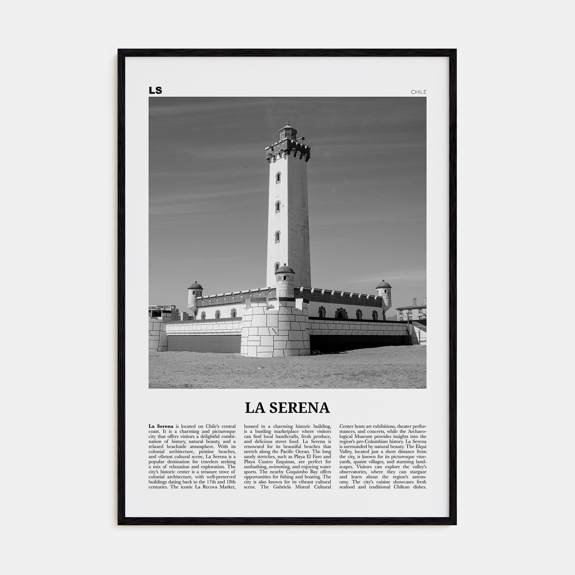 La Serena Travel B&W Poster