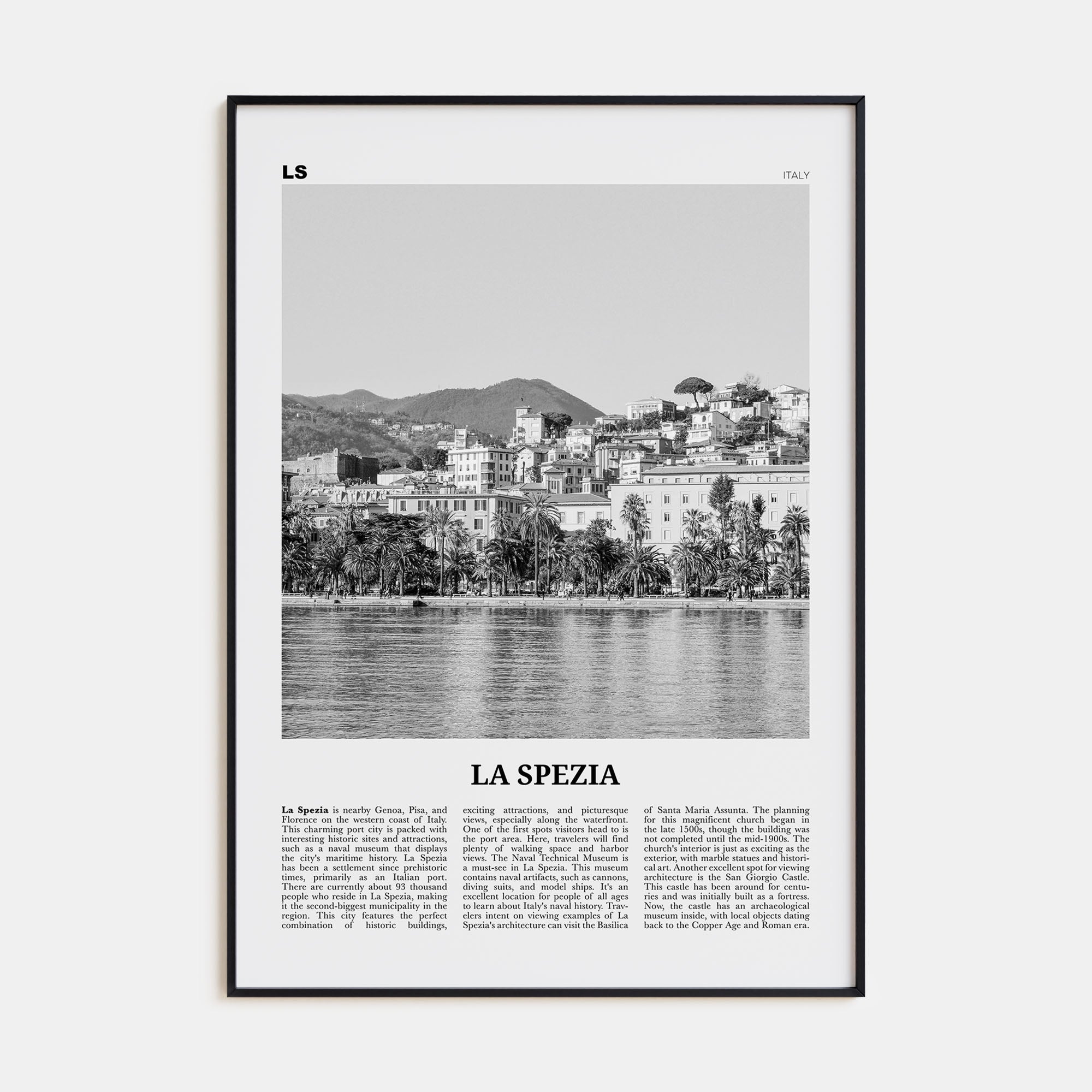 La Spezia Travel B&W Poster
