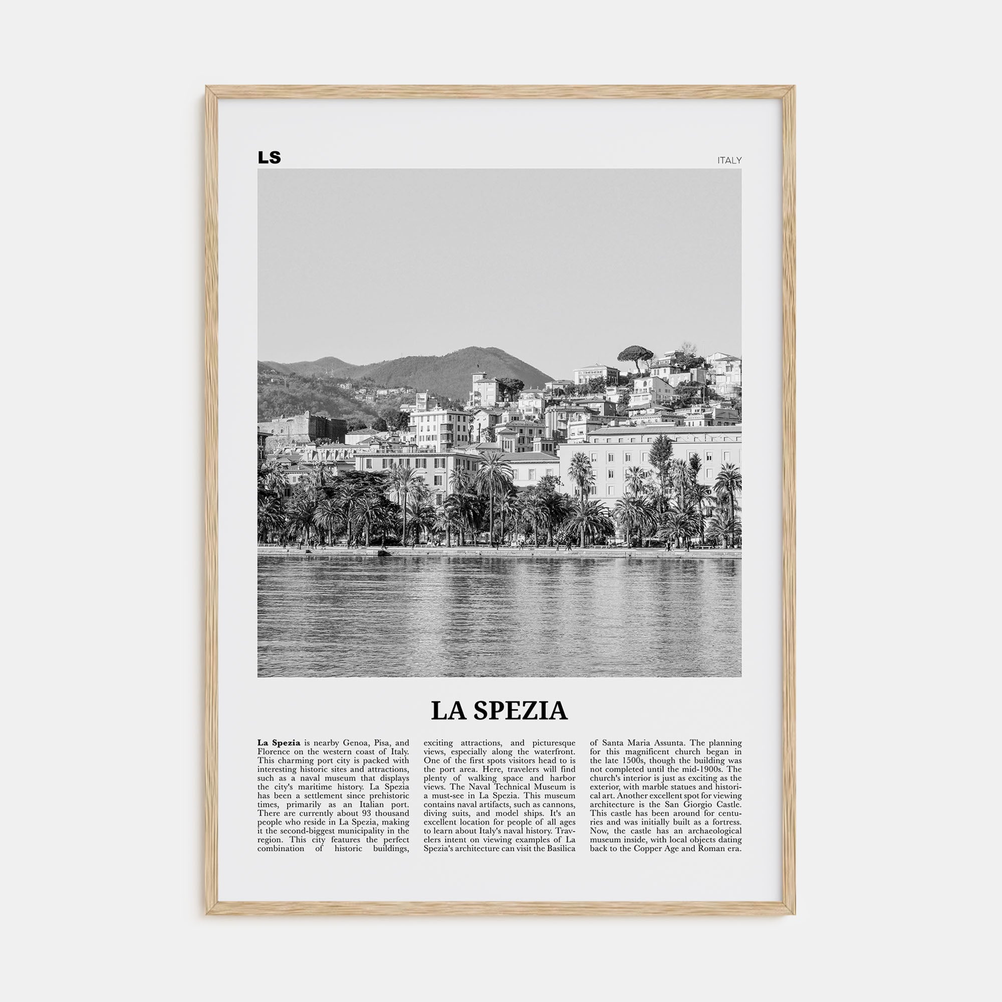 La Spezia Travel B&W Poster