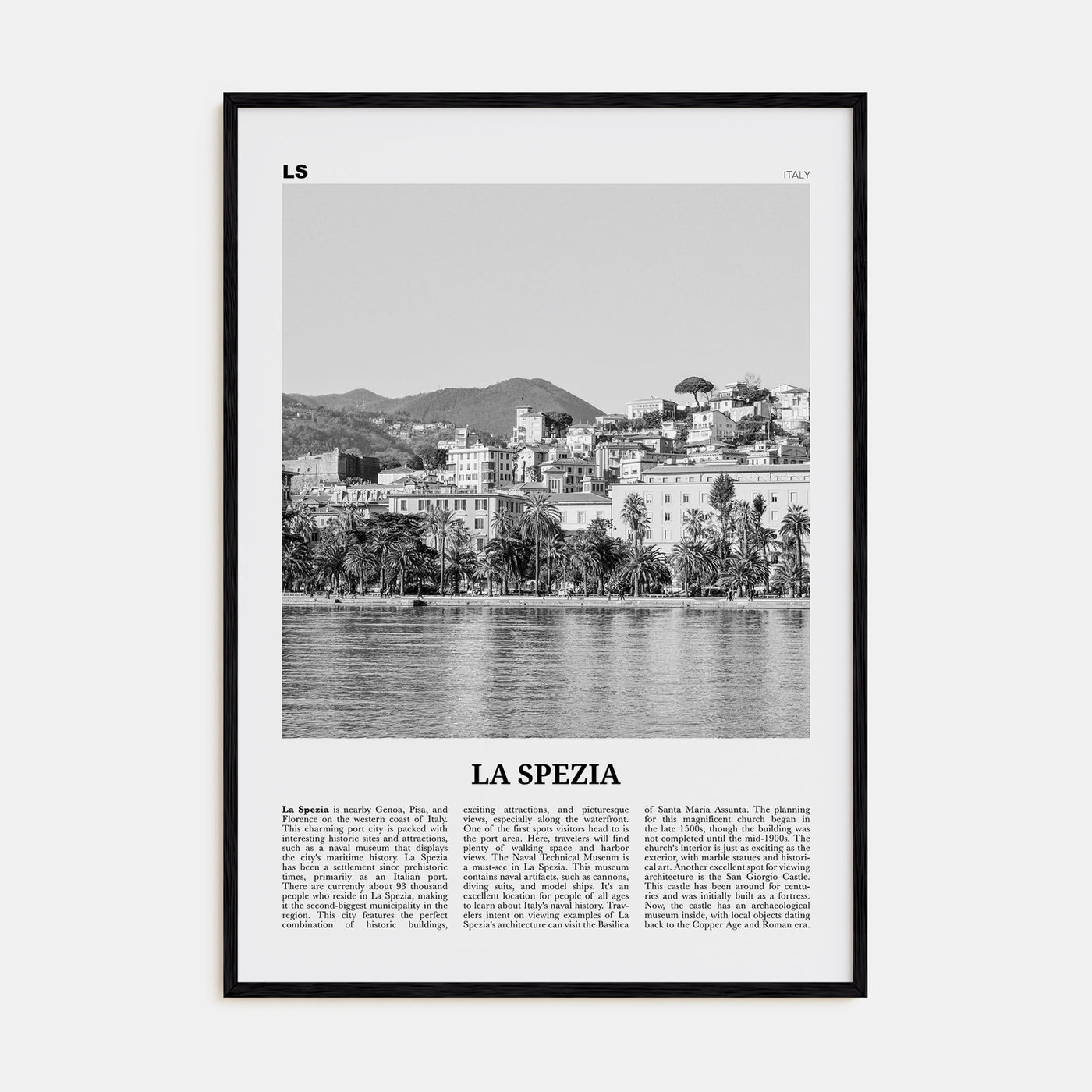 La Spezia Travel B&W Poster