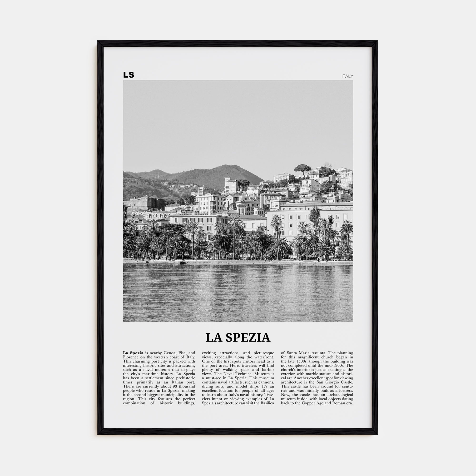 La Spezia Travel B&W Poster