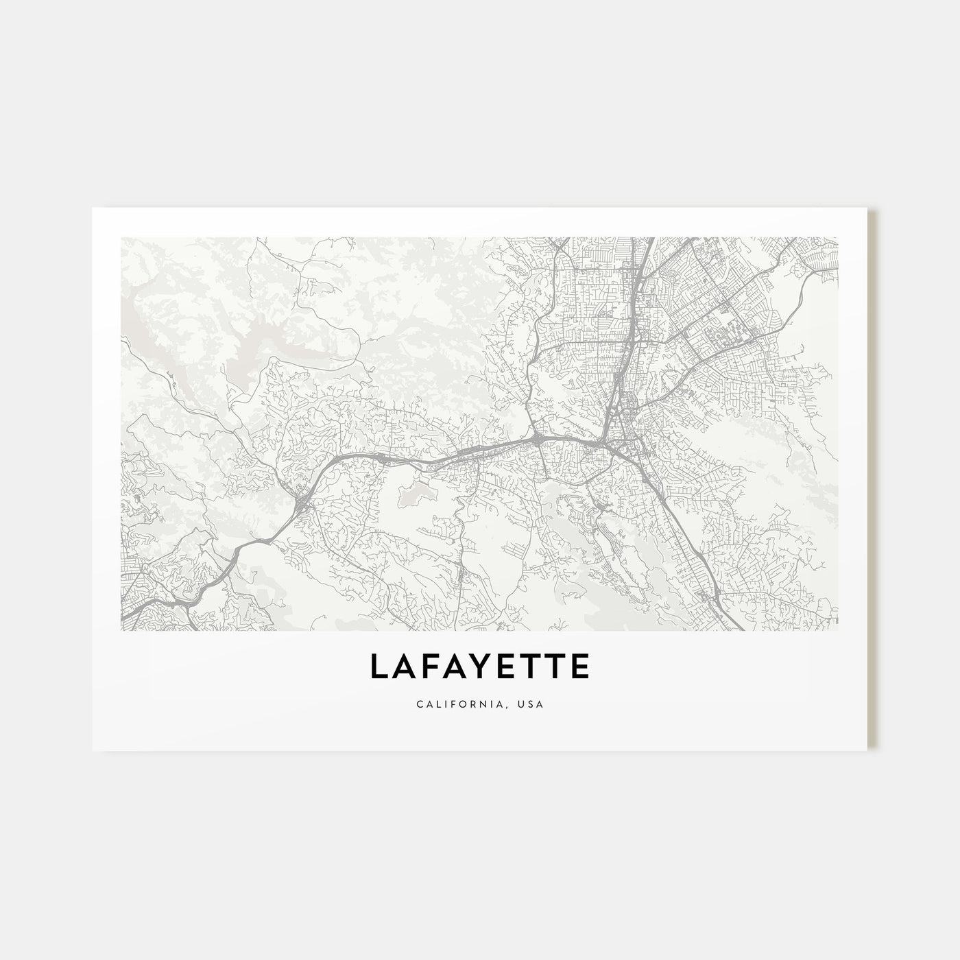 Lafayette, California Map Landscape Poster