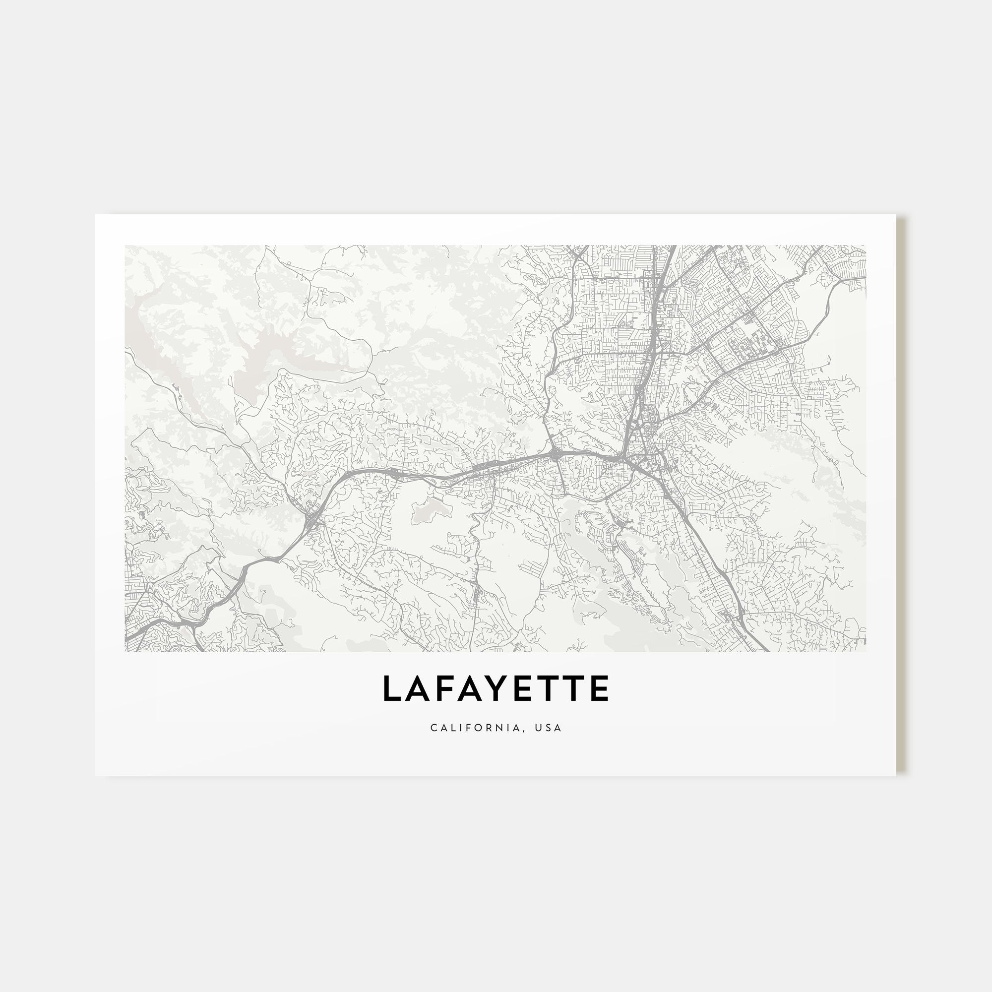 Lafayette, California Map Landscape Poster