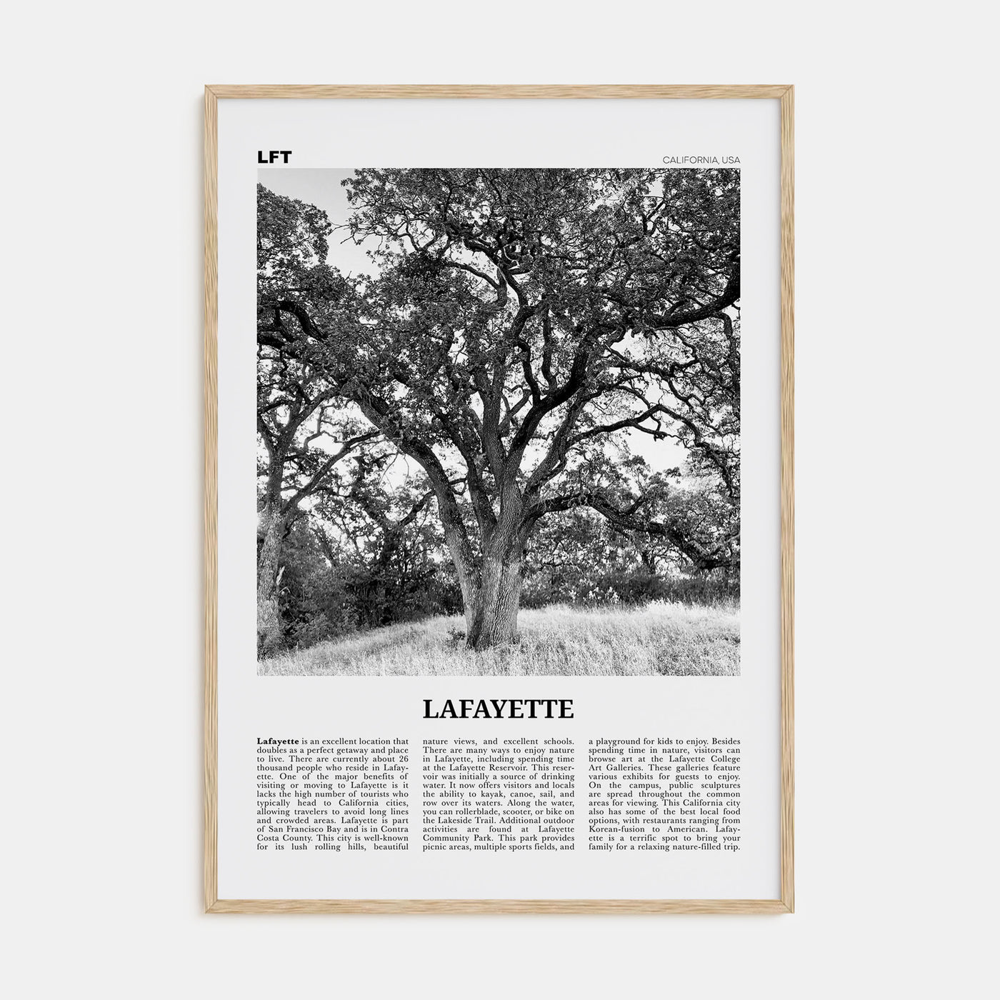 Lafayette, California Travel B&W Poster