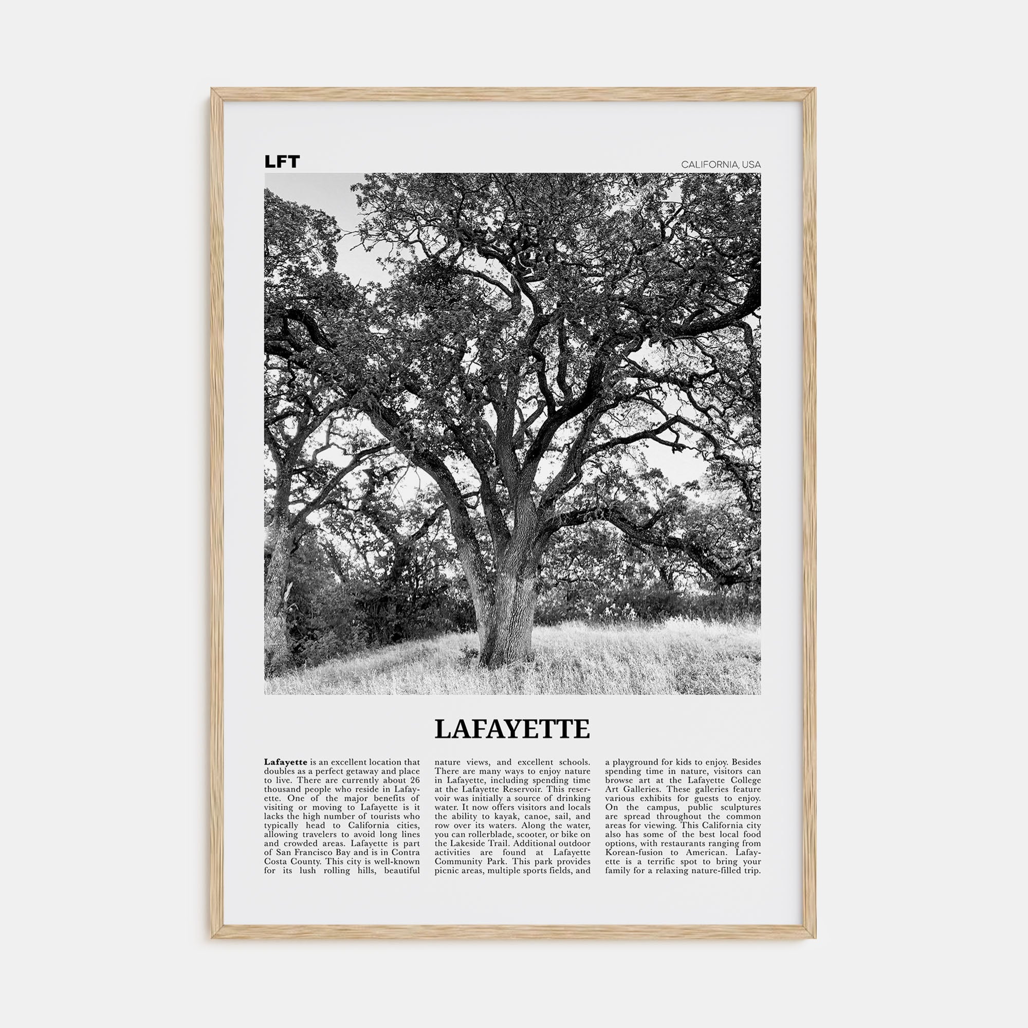 Lafayette, California Travel B&W Poster