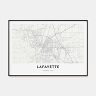 Lafayette, Indiana Map Landscape Poster