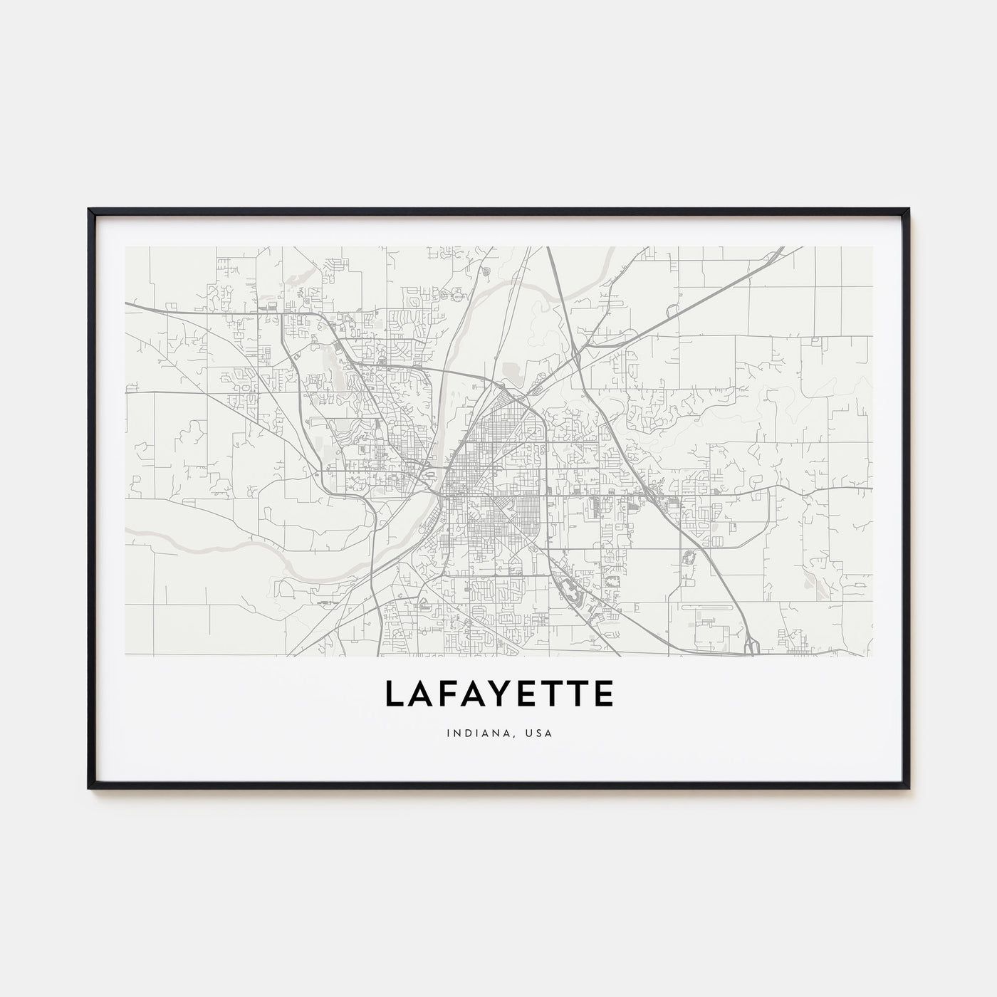 Lafayette, Indiana Map Landscape Poster