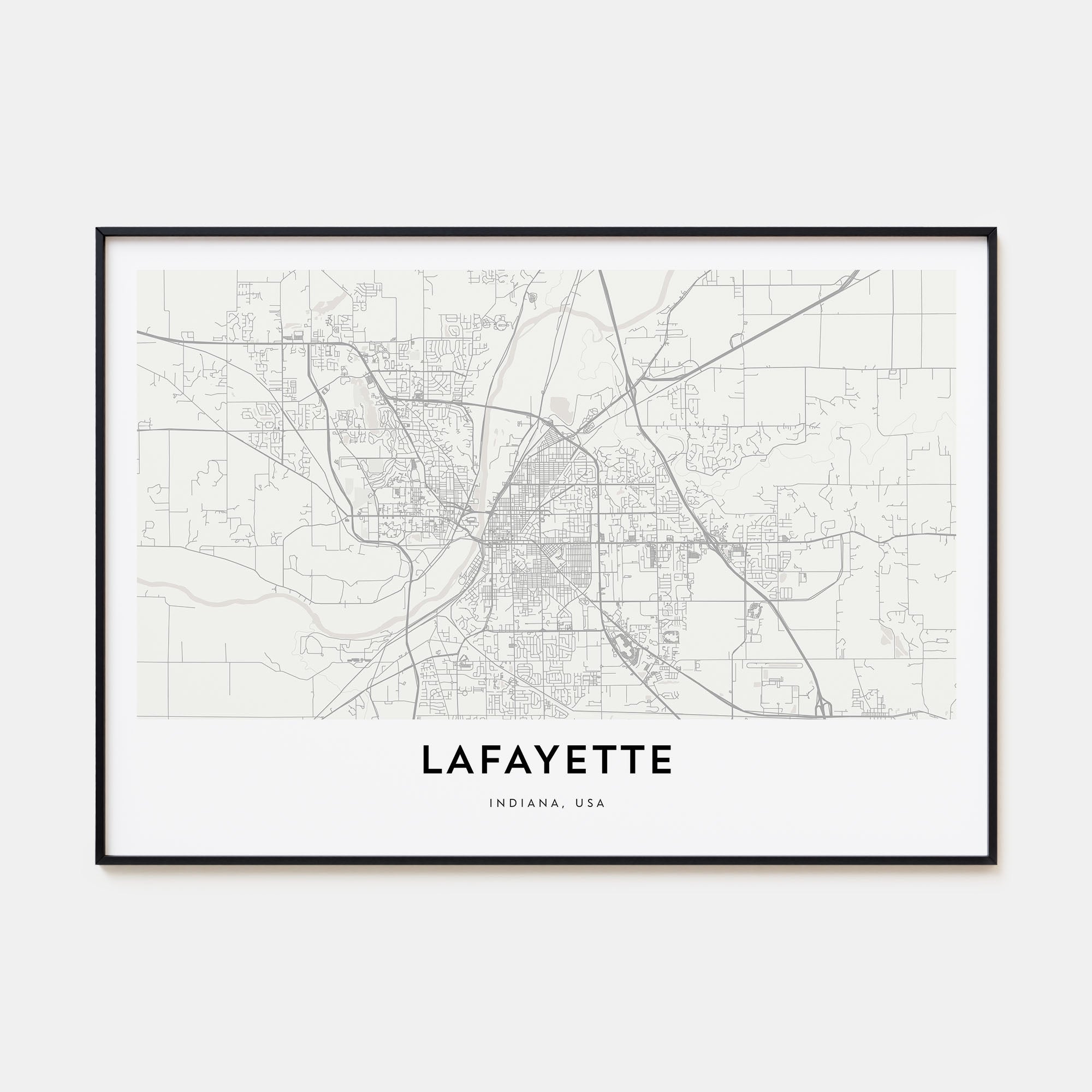 Lafayette, Indiana Map Landscape Poster