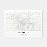 Lafayette, Indiana Map Landscape Poster