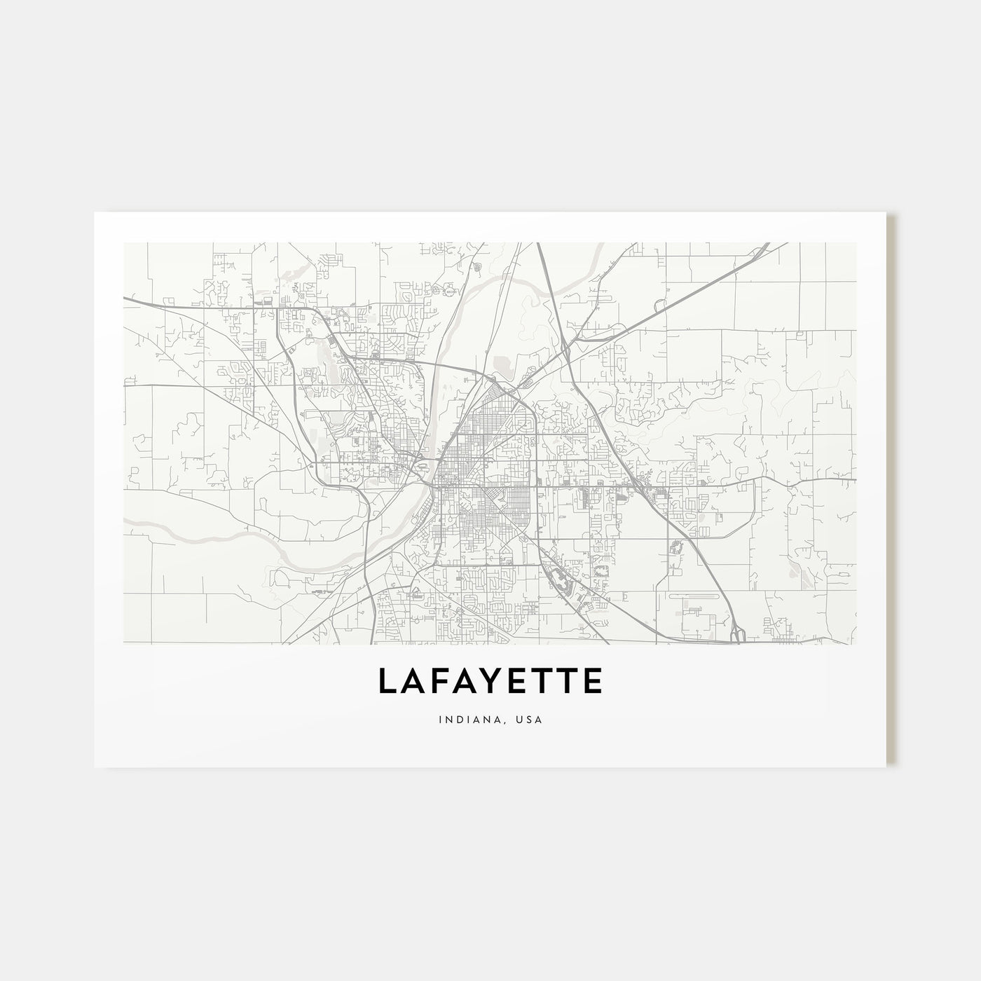 Lafayette, Indiana Map Landscape Poster