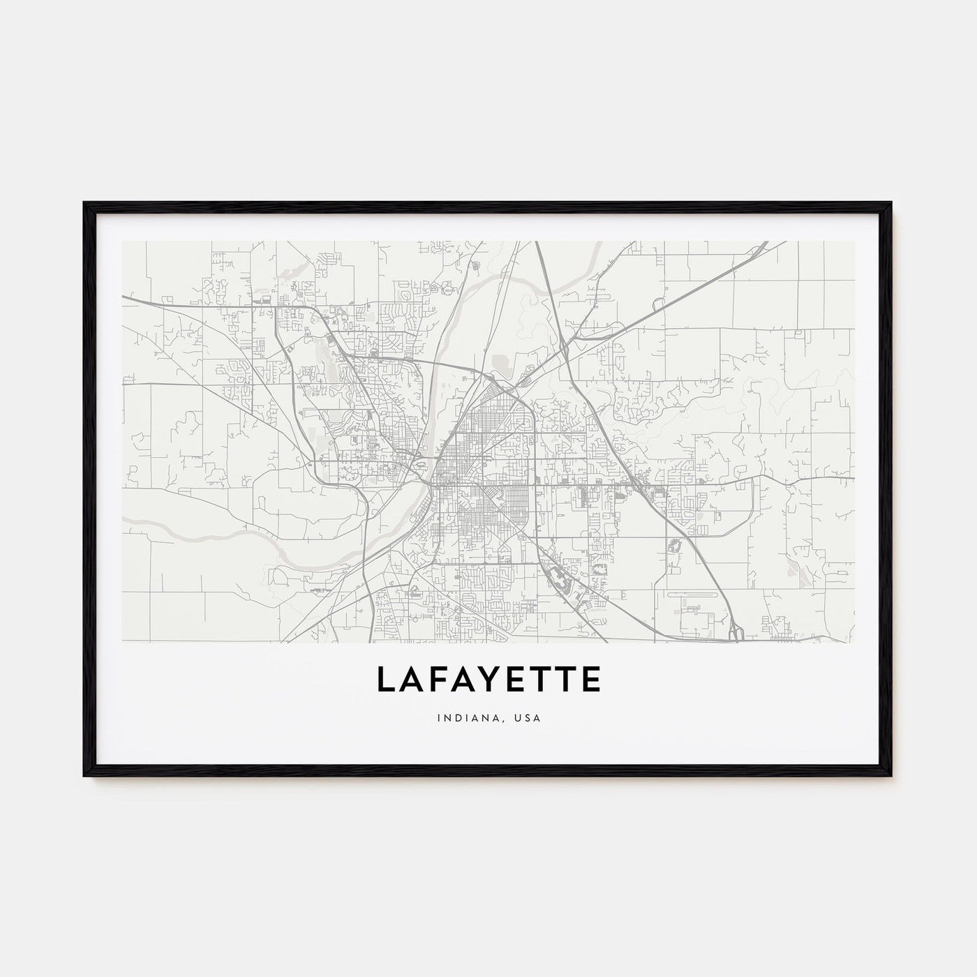 Lafayette, Indiana Map Landscape Poster