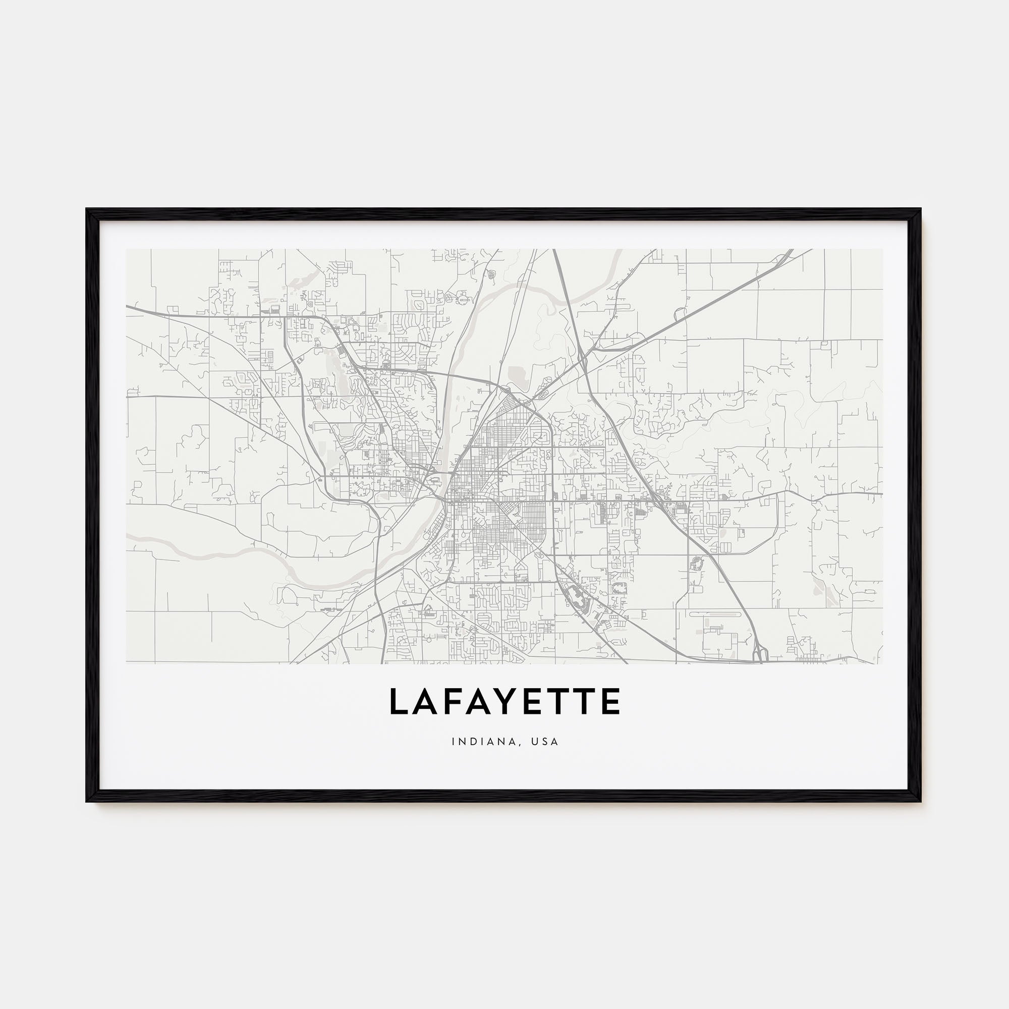 Lafayette, Indiana Map Landscape Poster