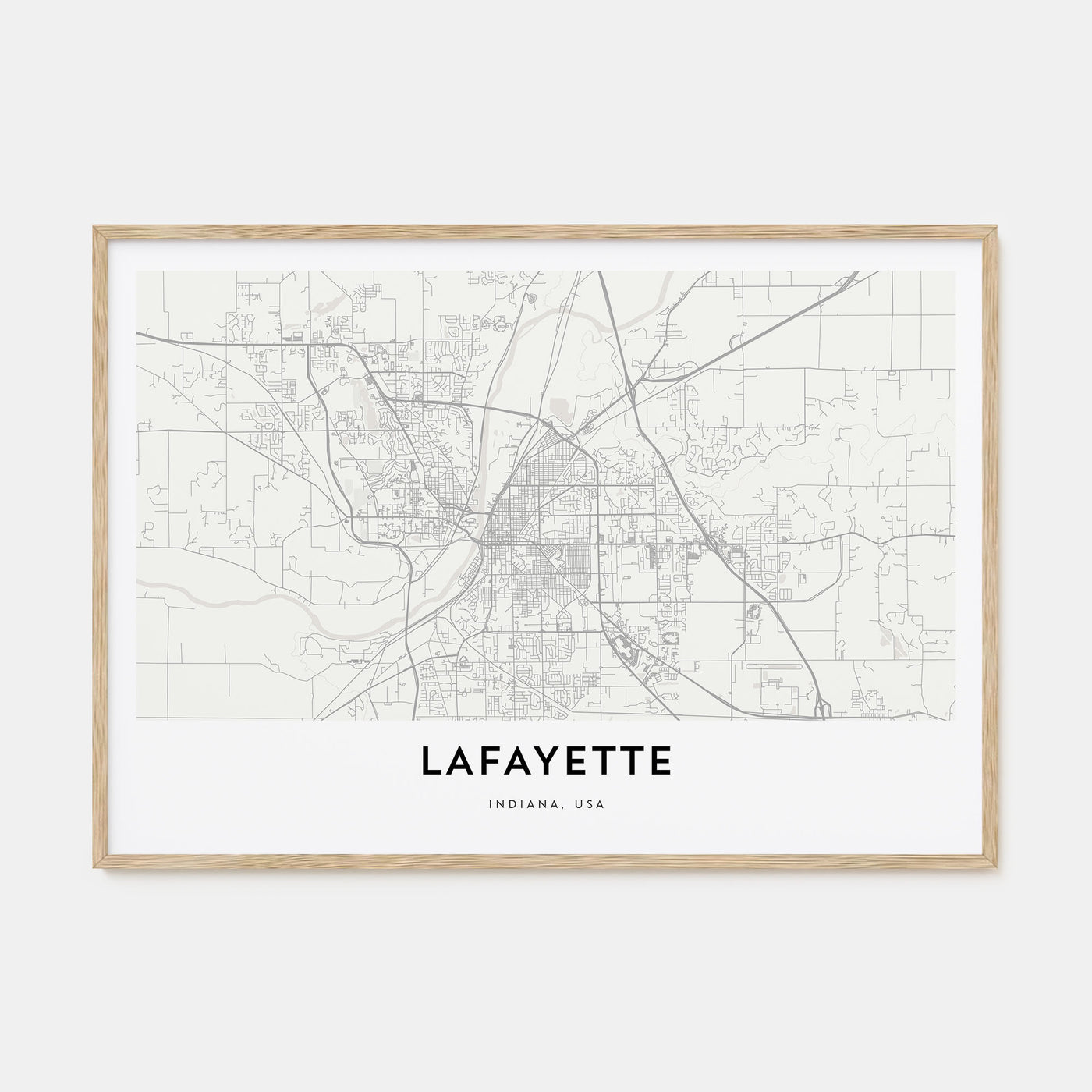 Lafayette, Indiana Map Landscape Poster