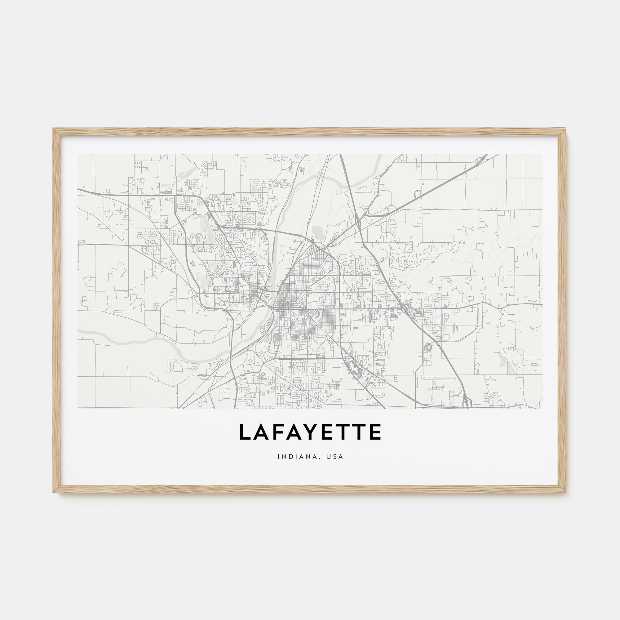 Lafayette, Indiana Map Landscape Poster