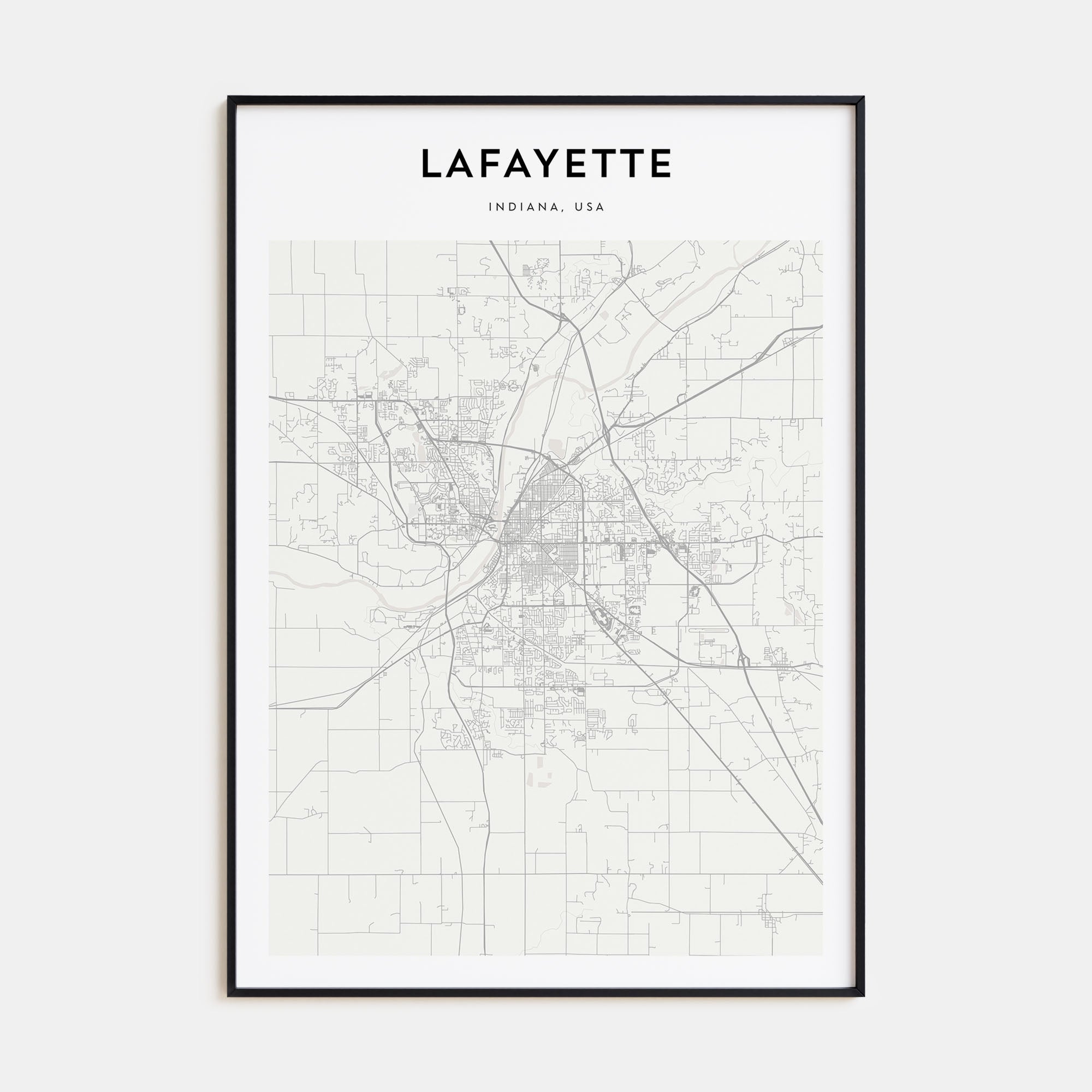 Lafayette, Indiana Map Portrait Poster