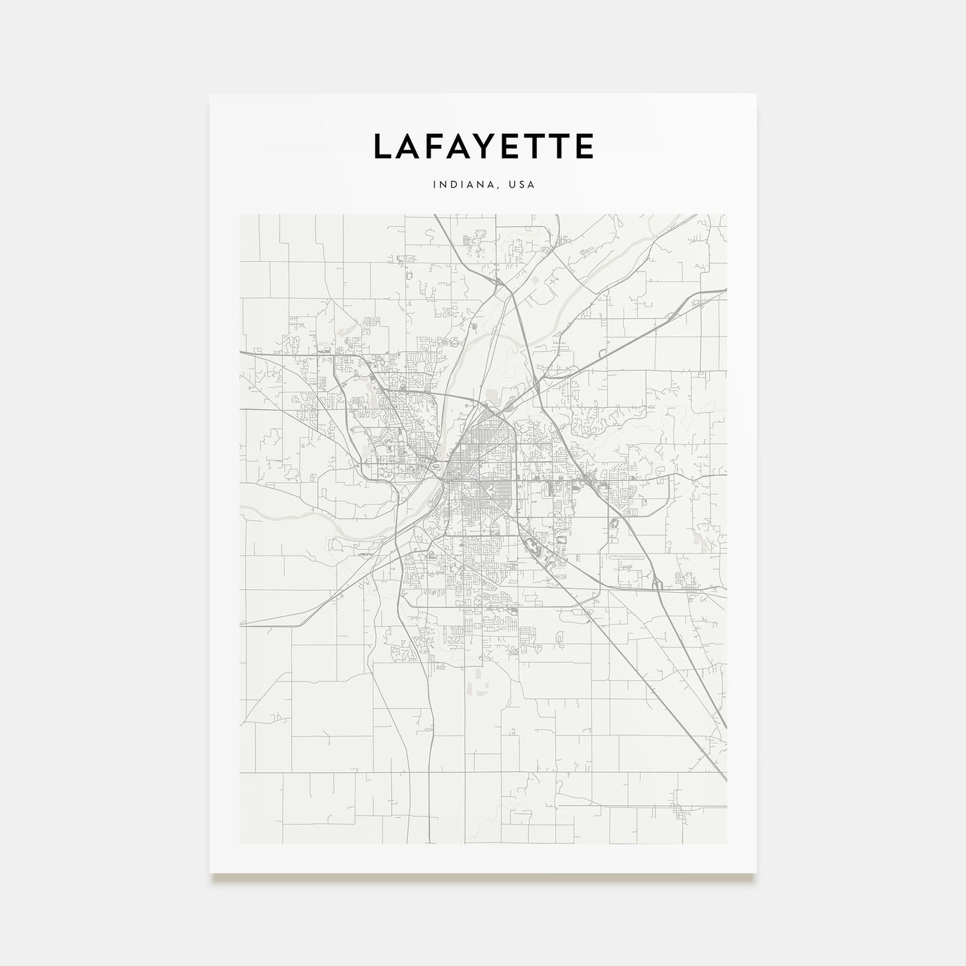 Lafayette, Indiana Map Portrait Poster