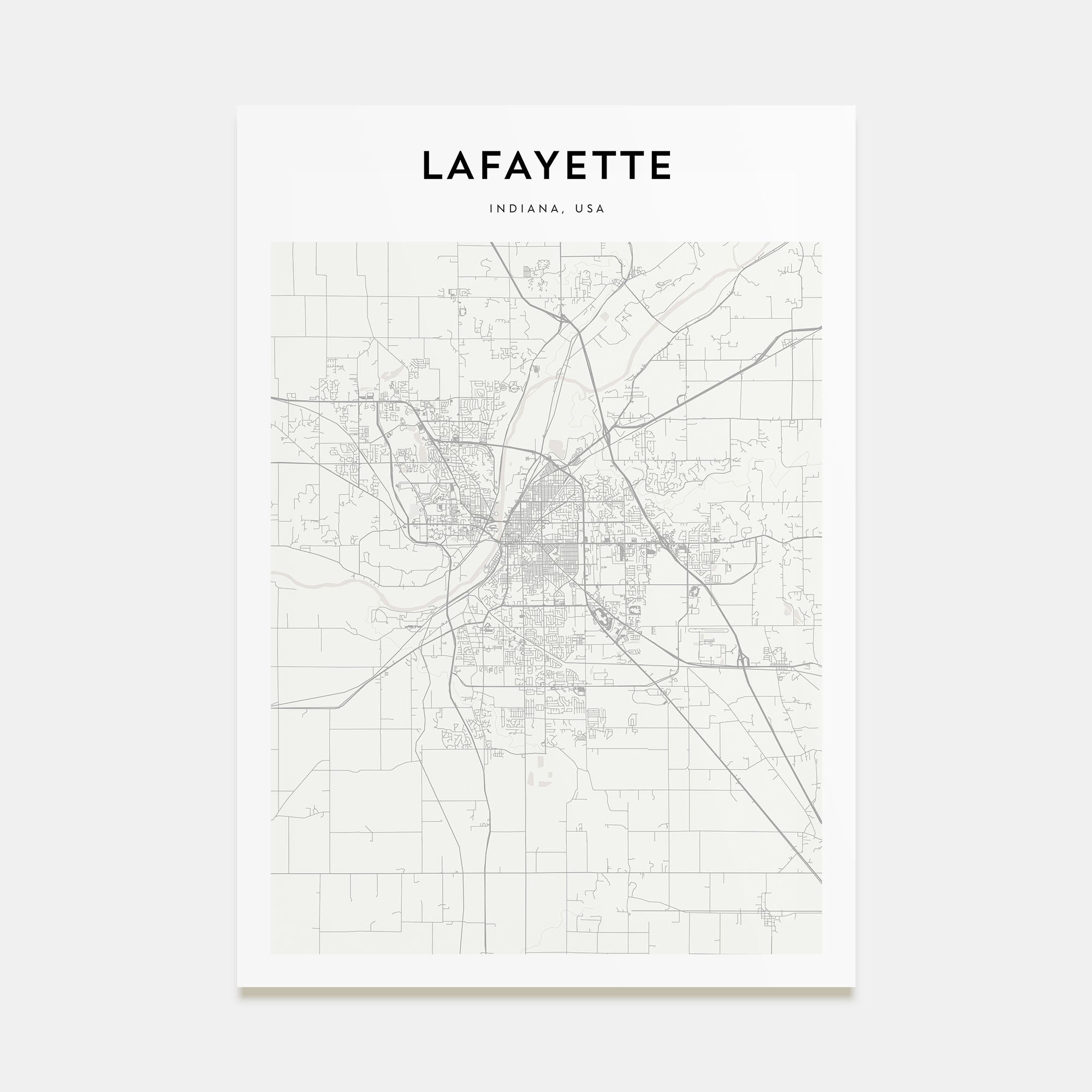 Lafayette, Indiana Map Portrait Poster