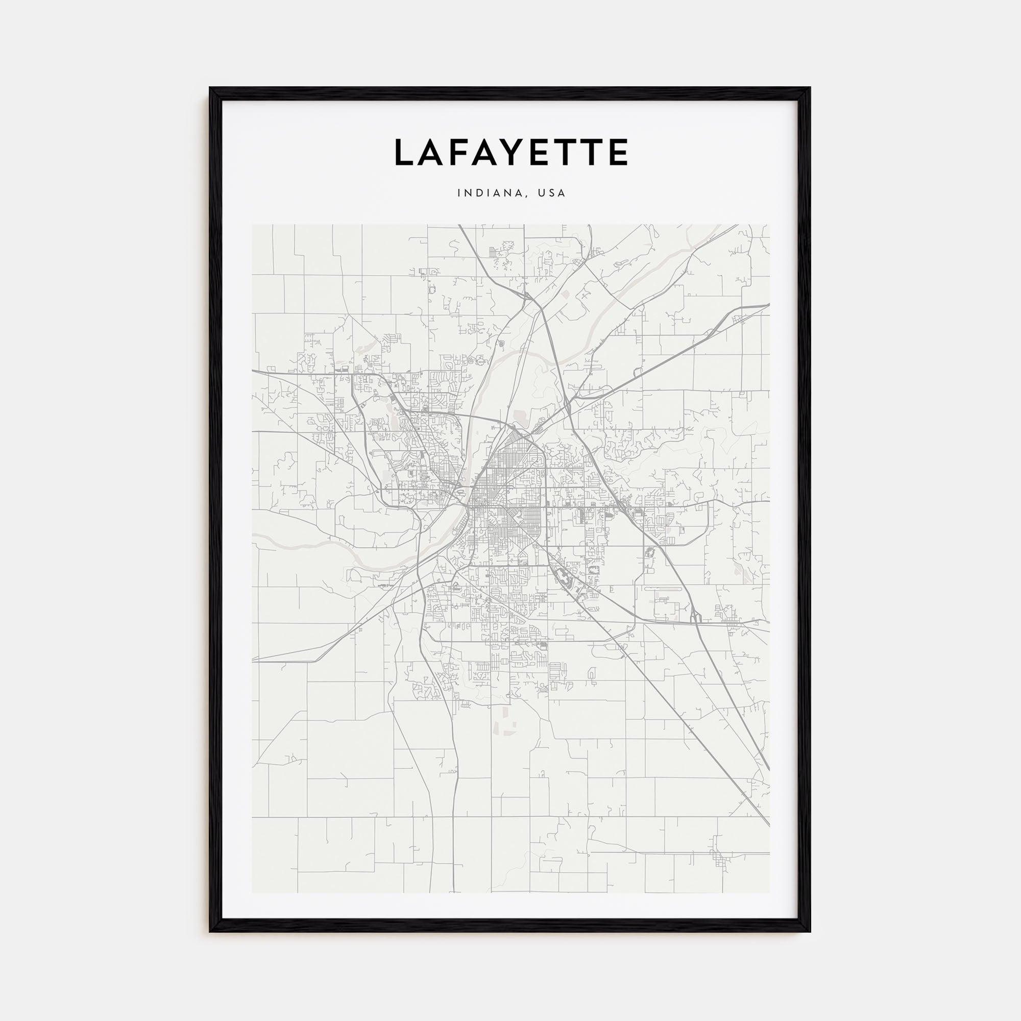 Lafayette, Indiana Map Portrait Poster