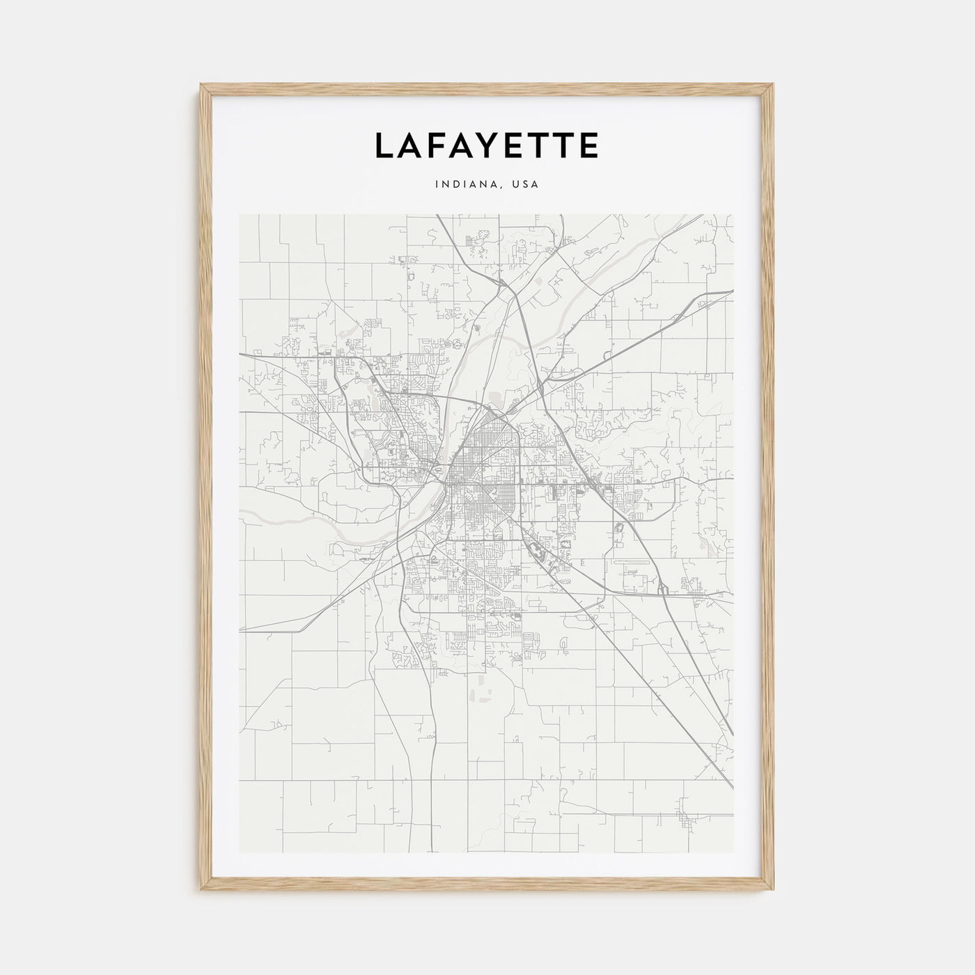 Lafayette, Indiana Map Portrait Poster