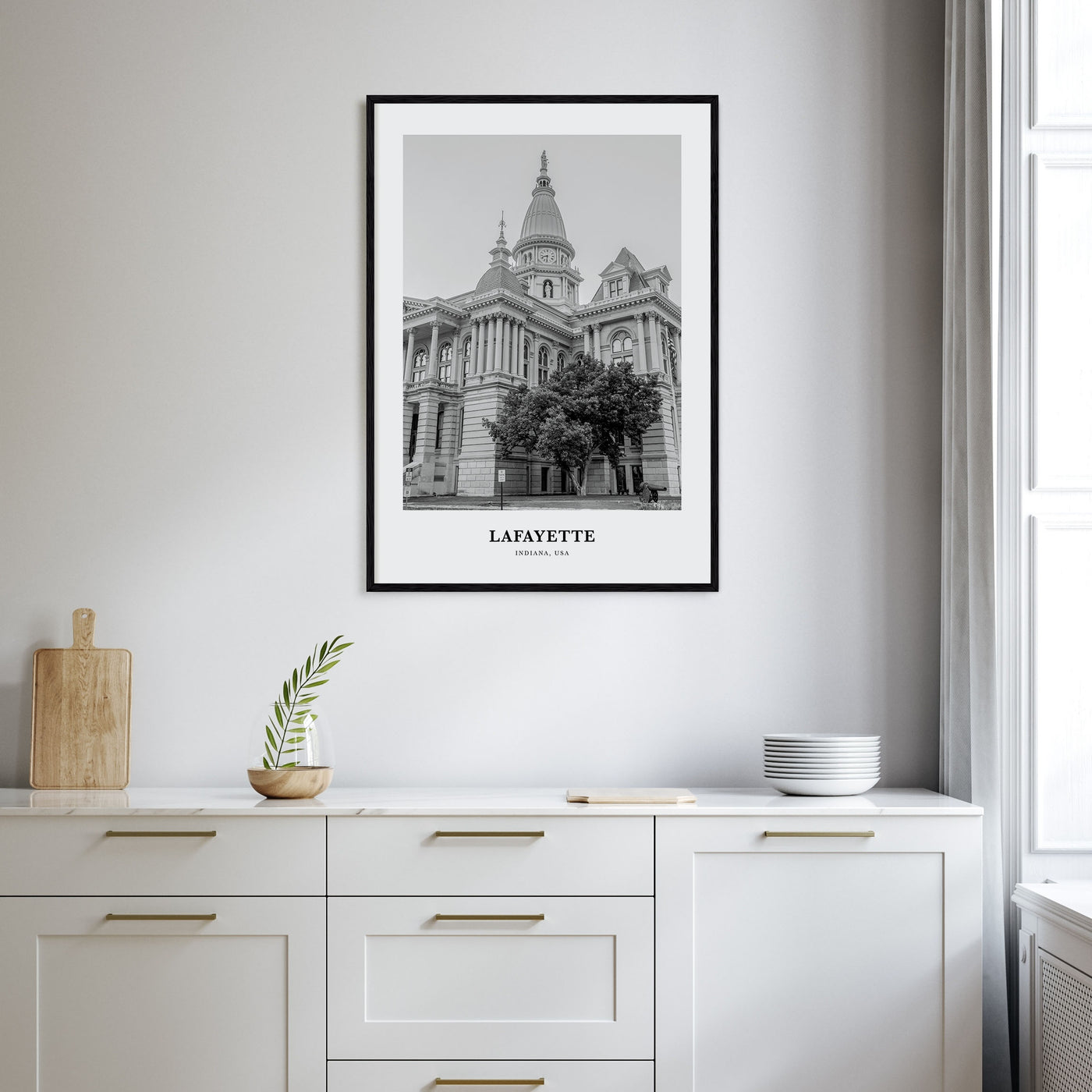 Lafayette, Indiana Portrait B&W Poster
