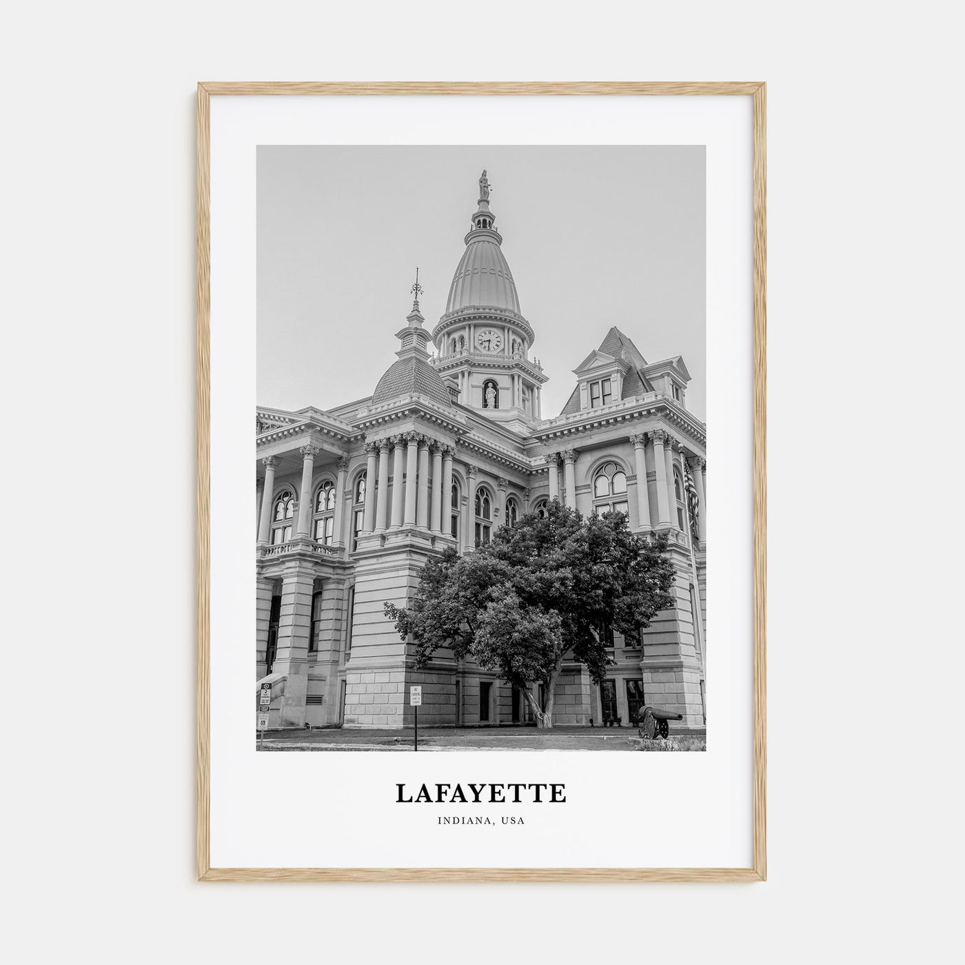 Lafayette, Indiana Portrait B&W Poster
