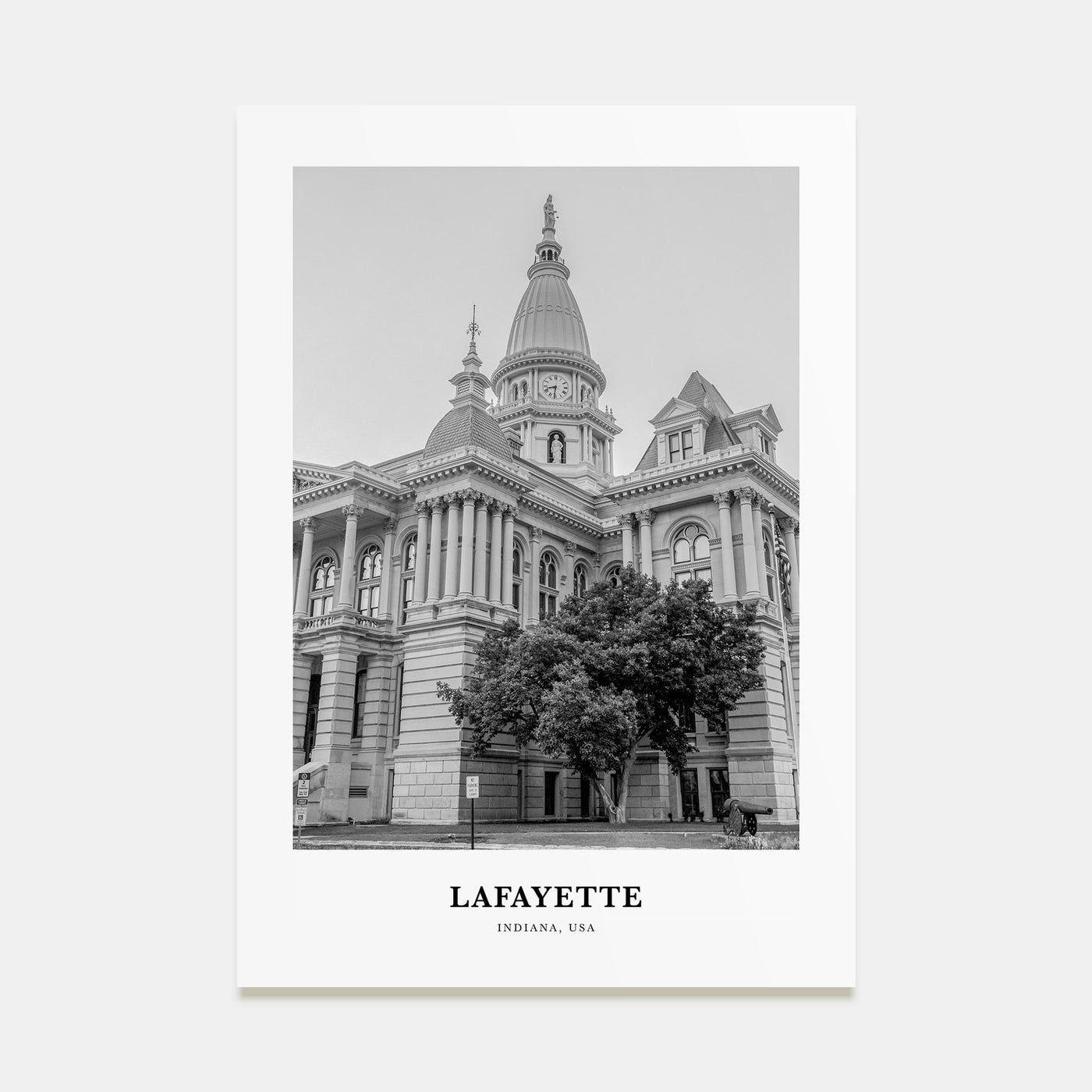 Lafayette, Indiana Portrait B&W Poster