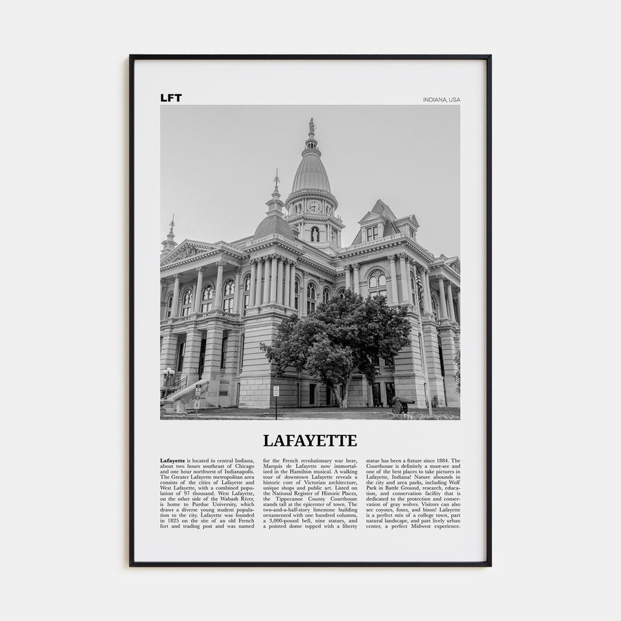 Lafayette, Indiana Travel B&W Poster