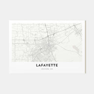 Lafayette, Louisiana Map Landscape Poster
