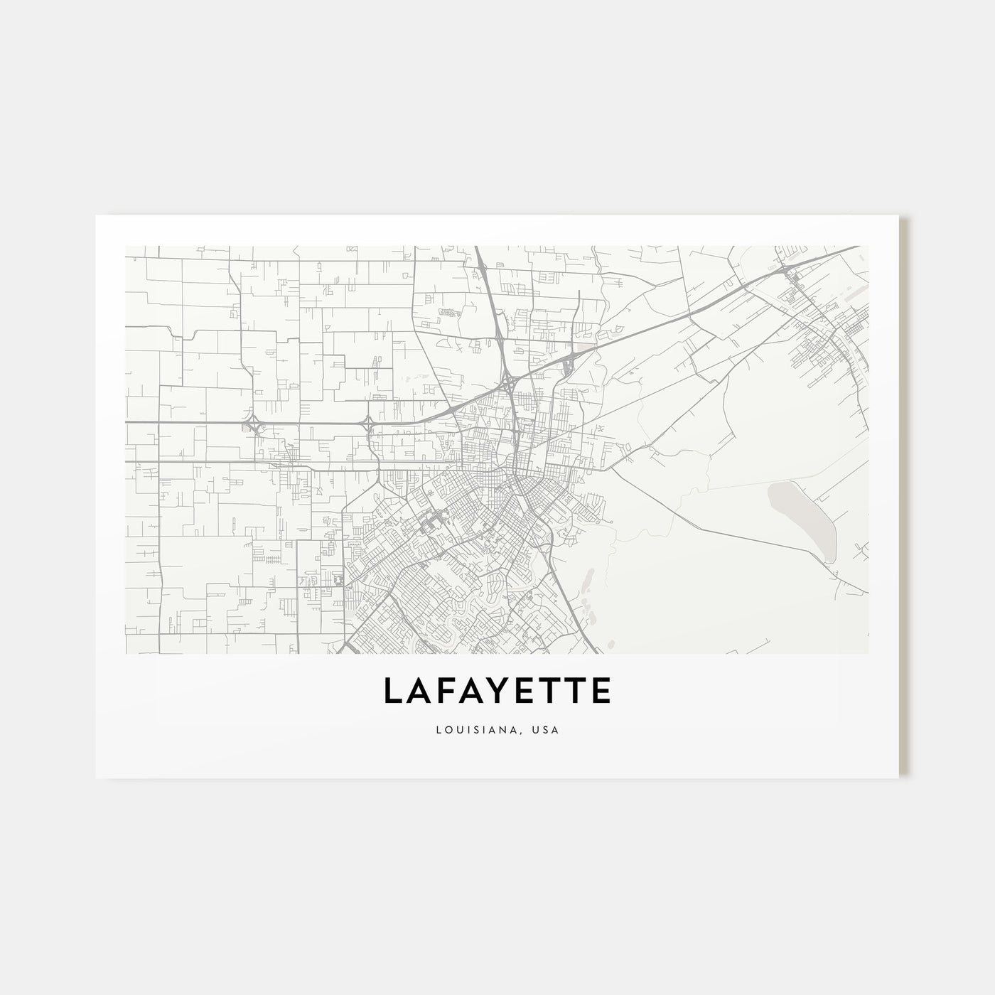 Lafayette, Louisiana Map Landscape Poster