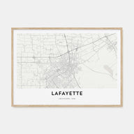 Lafayette, Louisiana Map Landscape Poster