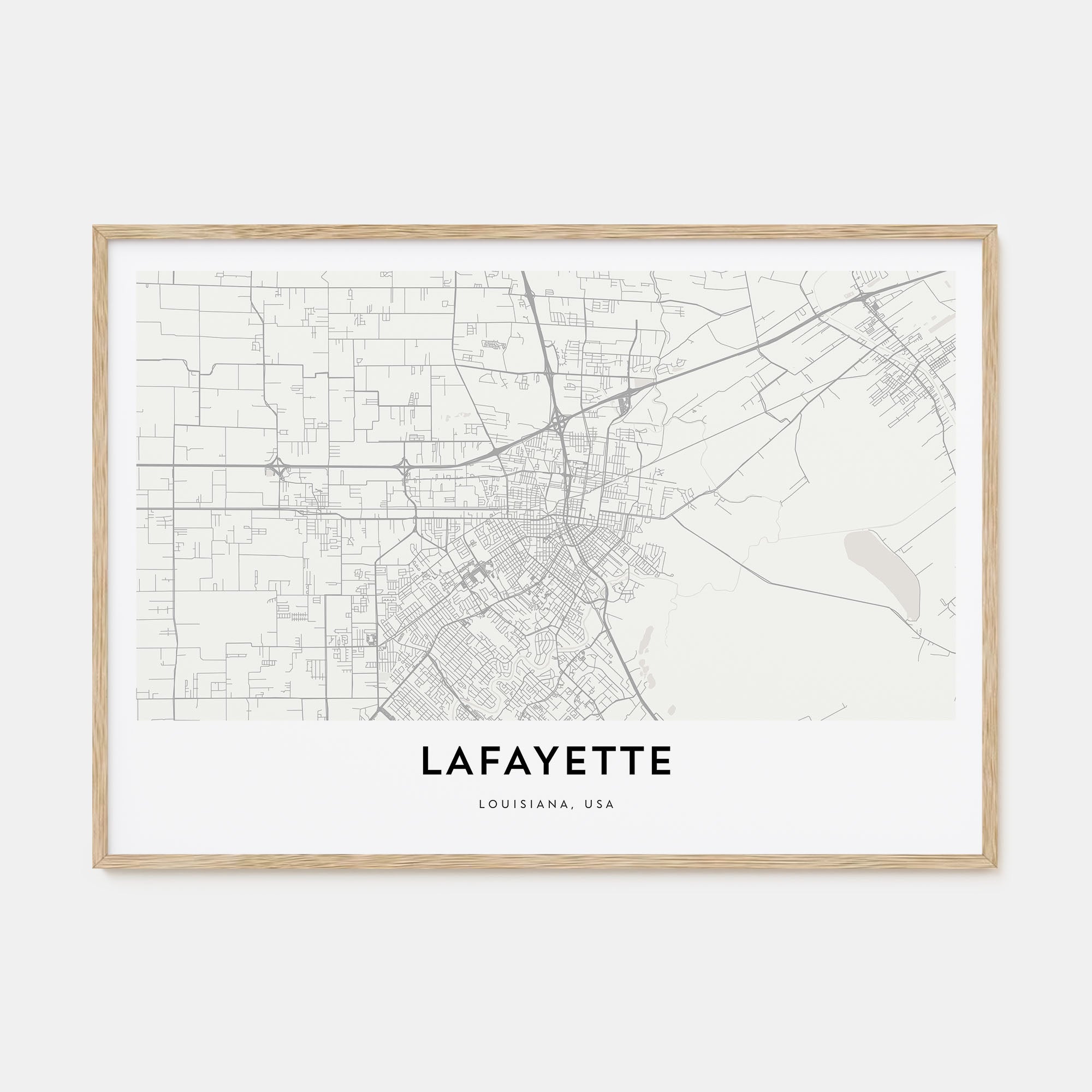 Lafayette, Louisiana Map Landscape Poster
