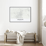 Lafayette, Louisiana Map Landscape Poster