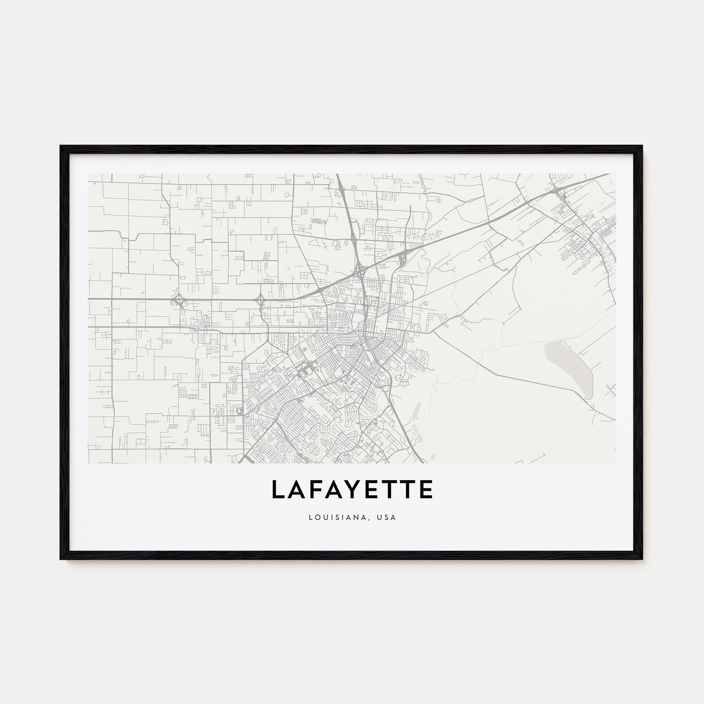 Lafayette, Louisiana Map Landscape Poster
