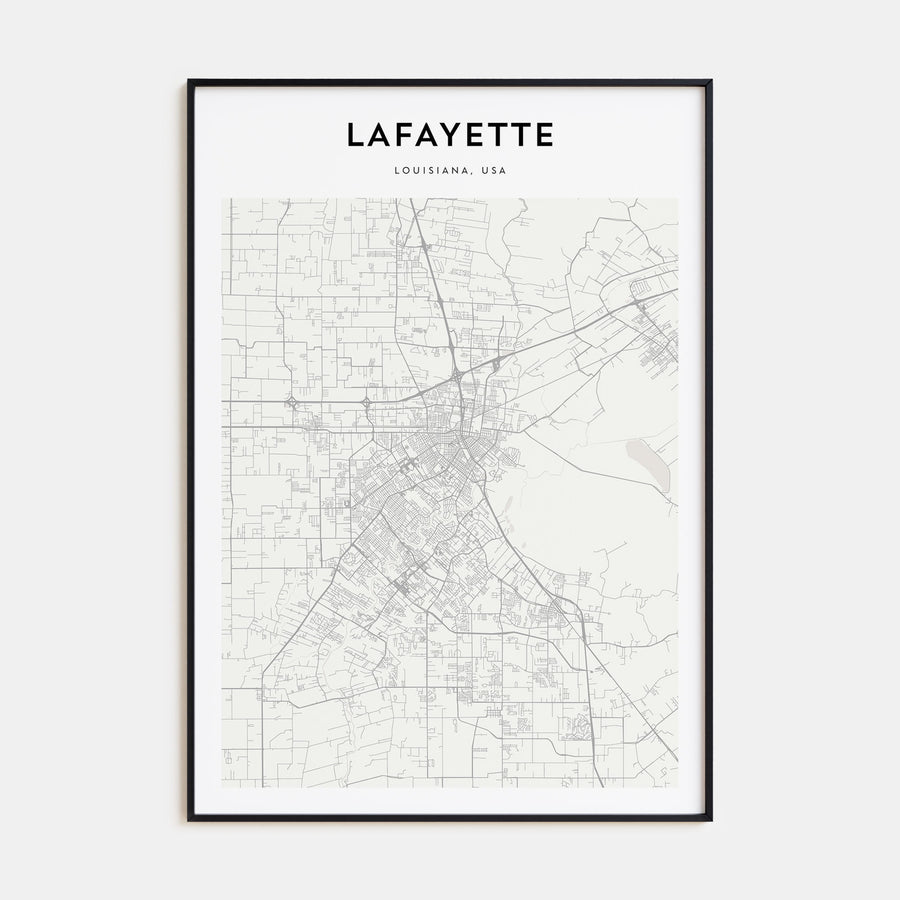 Lafayette, Louisiana Map Portrait Poster