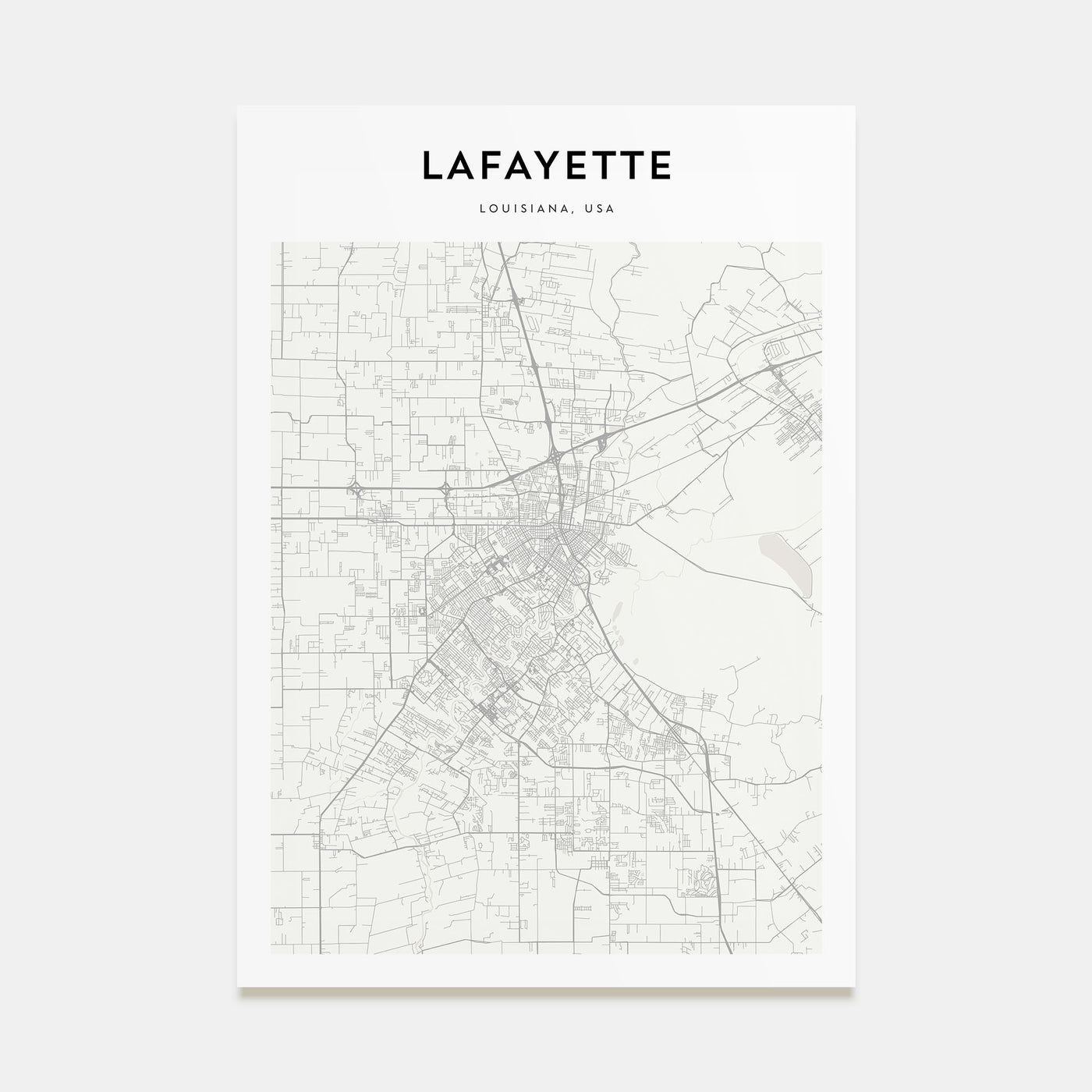 Lafayette, Louisiana Map Portrait Poster