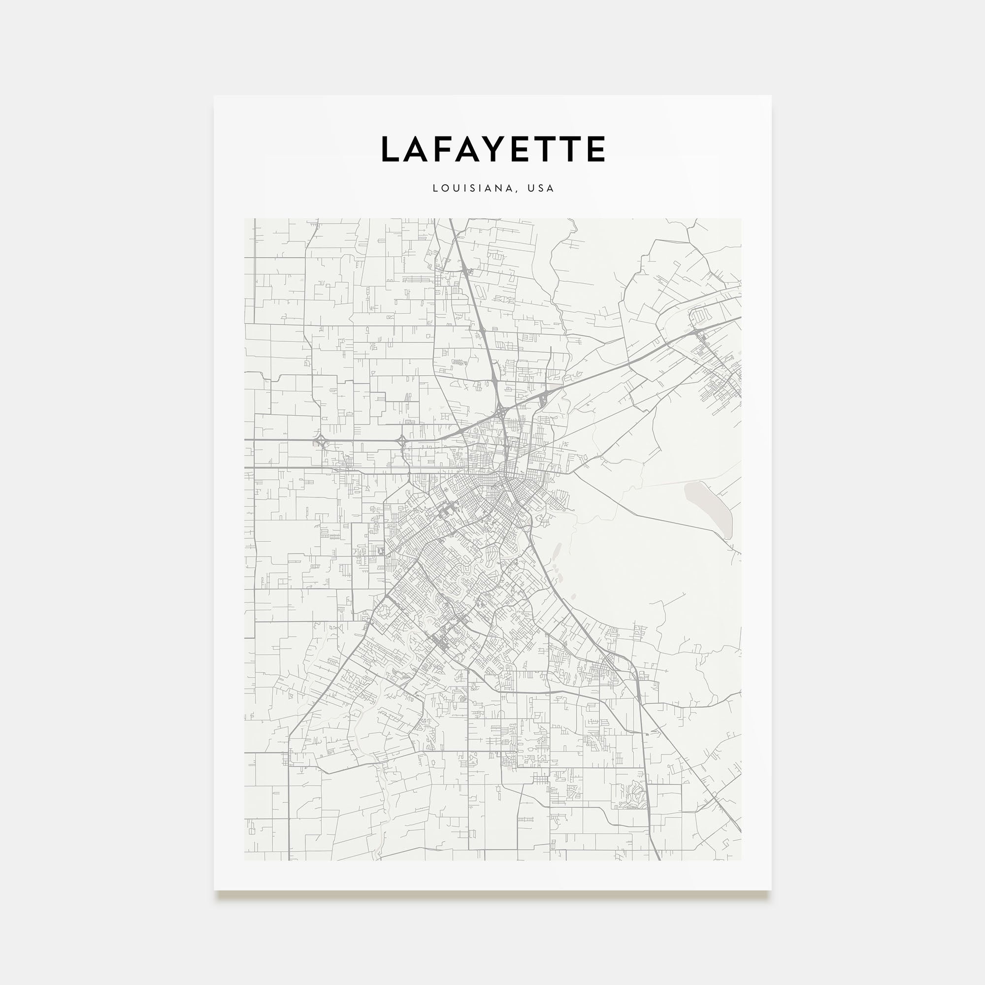 Lafayette, Louisiana Map Portrait Poster