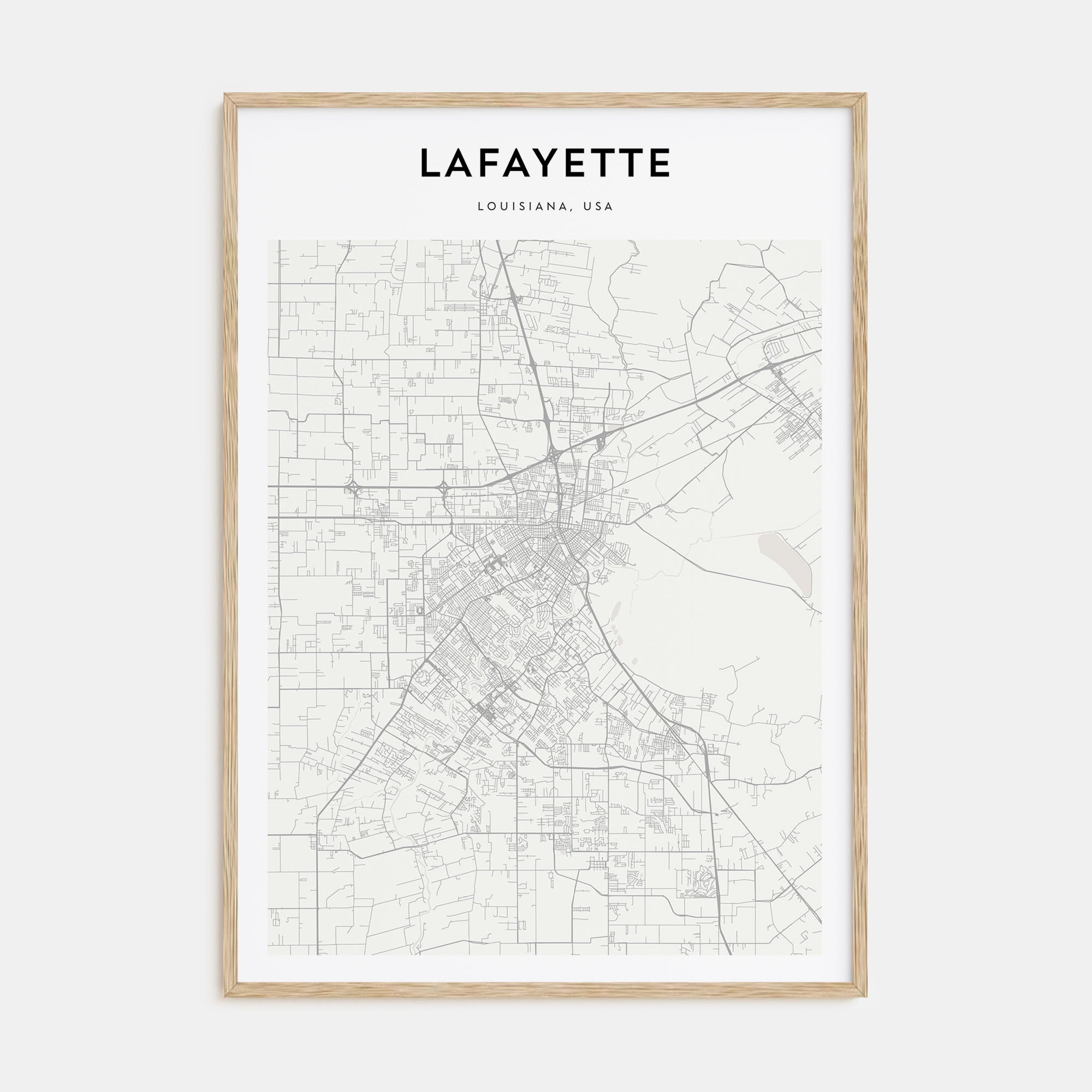 Lafayette, Louisiana Map Portrait Poster