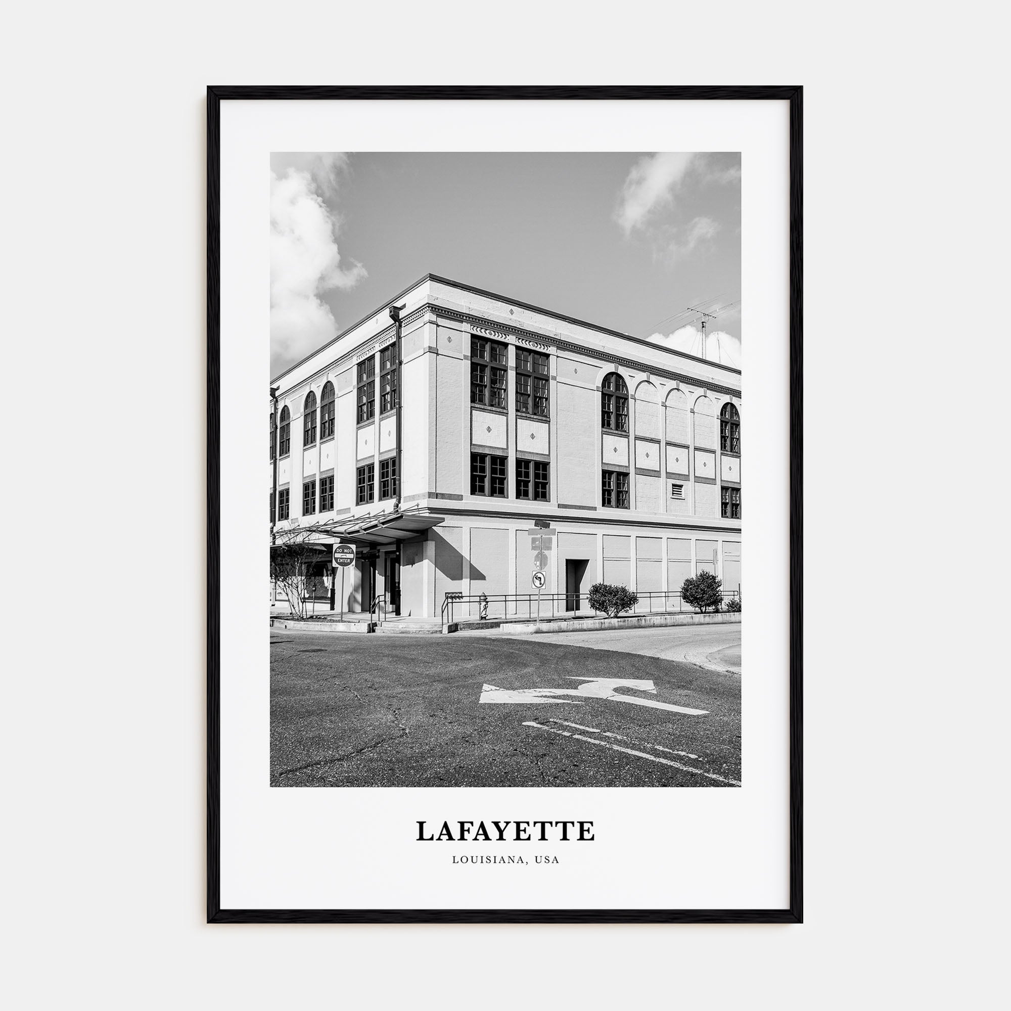 Lafayette, Louisiana Portrait B&W Poster