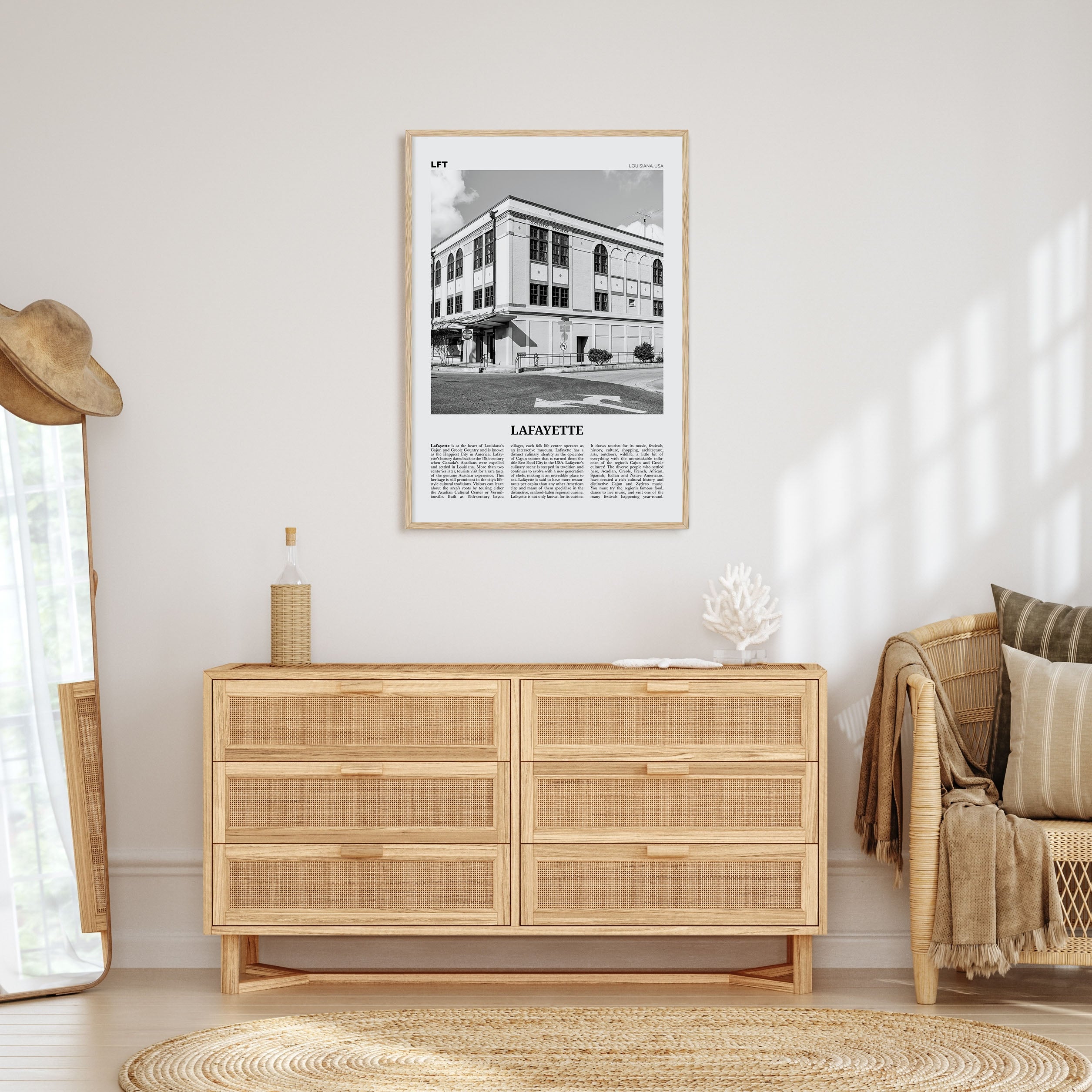 Lafayette, Louisiana Travel B&W Poster