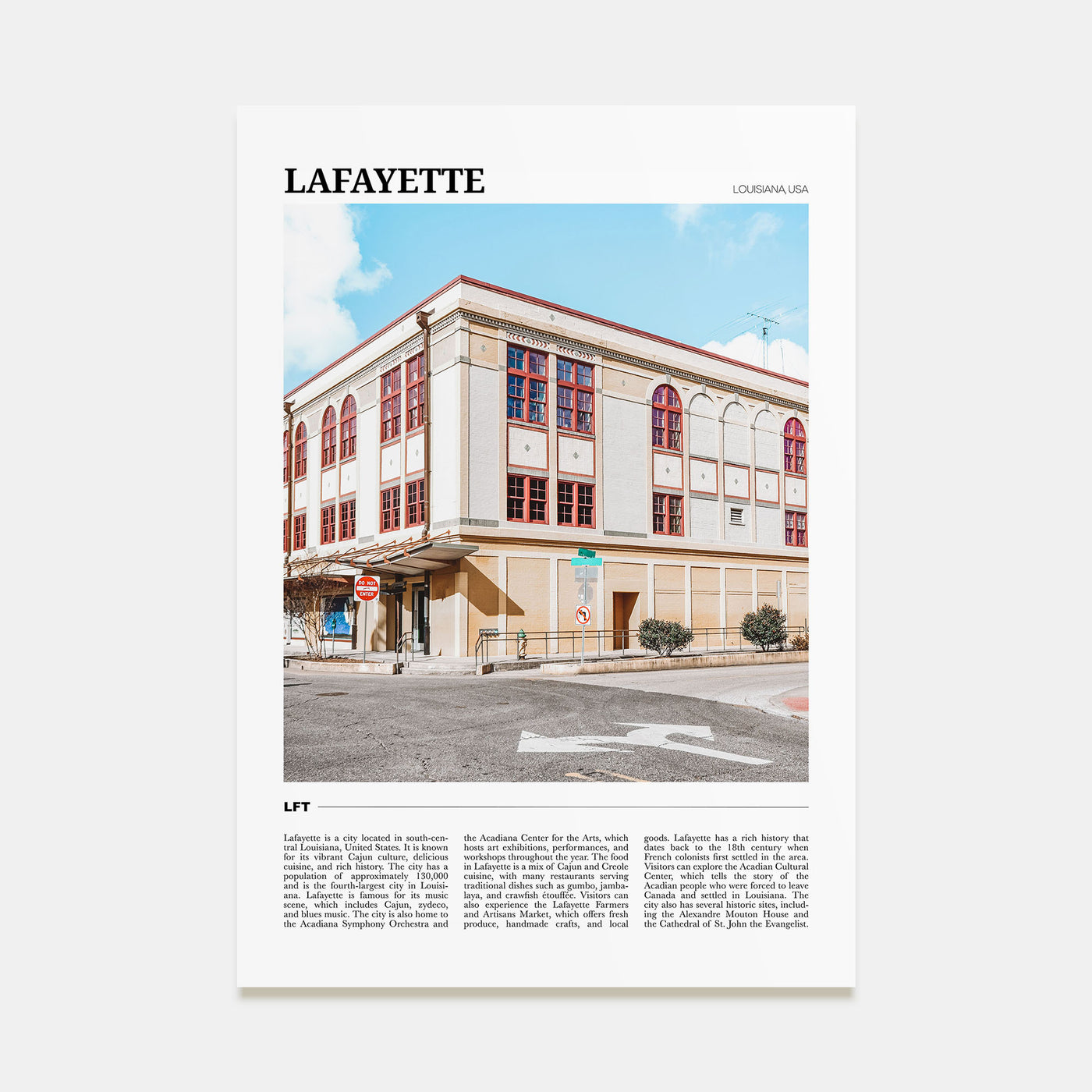 Lafayette, Louisiana Travel Color Poster
