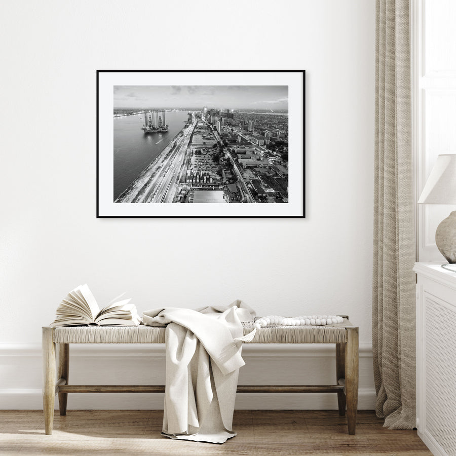 Lagos, Nigeria Landscape B&W Poster