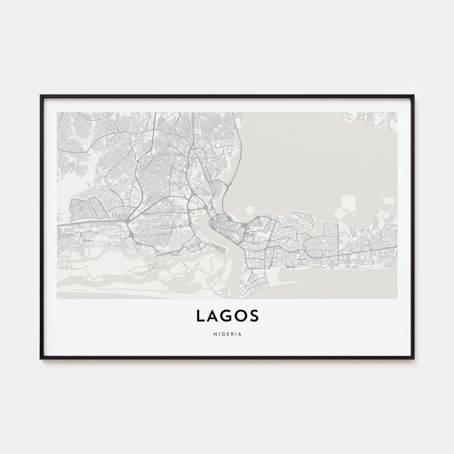 Lagos, Nigeria Map Landscape Poster