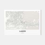 Lagos, Nigeria Map Landscape Poster