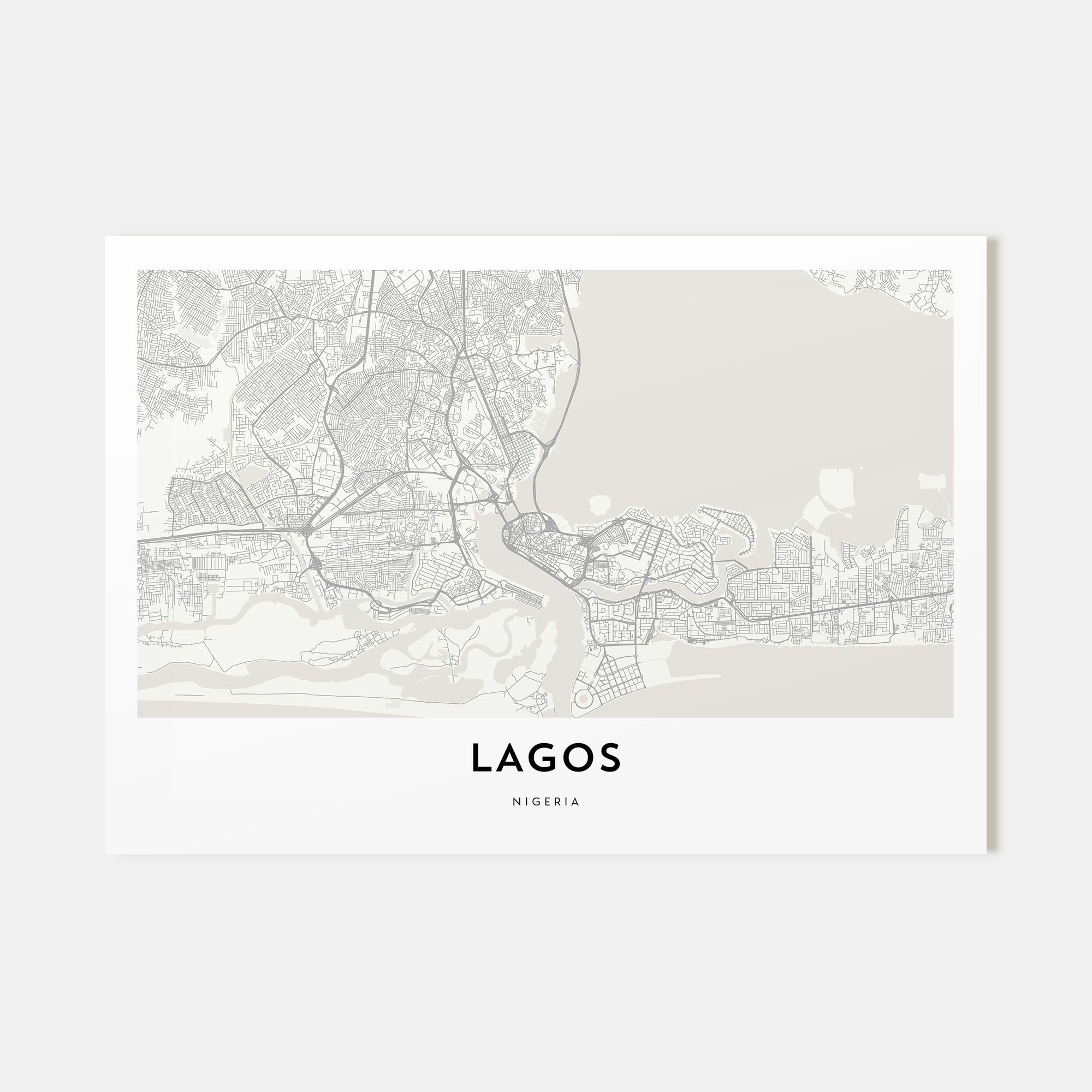 Lagos, Nigeria Map Landscape Poster