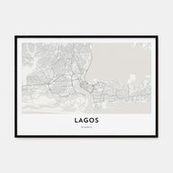 Lagos, Nigeria Map Landscape Poster