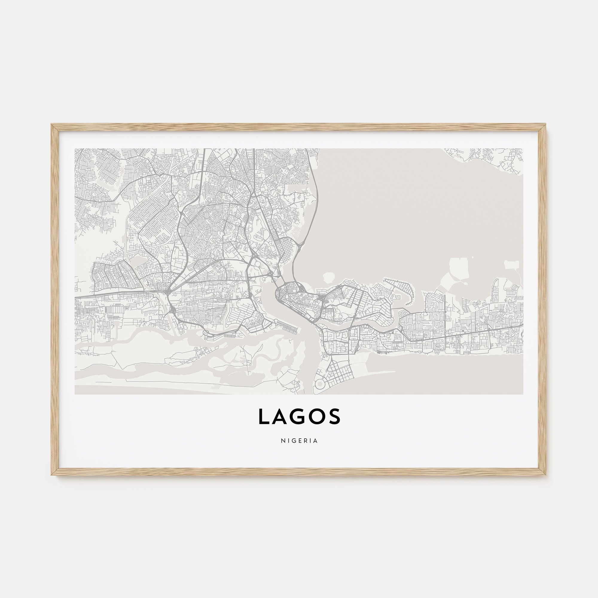 Lagos, Nigeria Map Landscape Poster