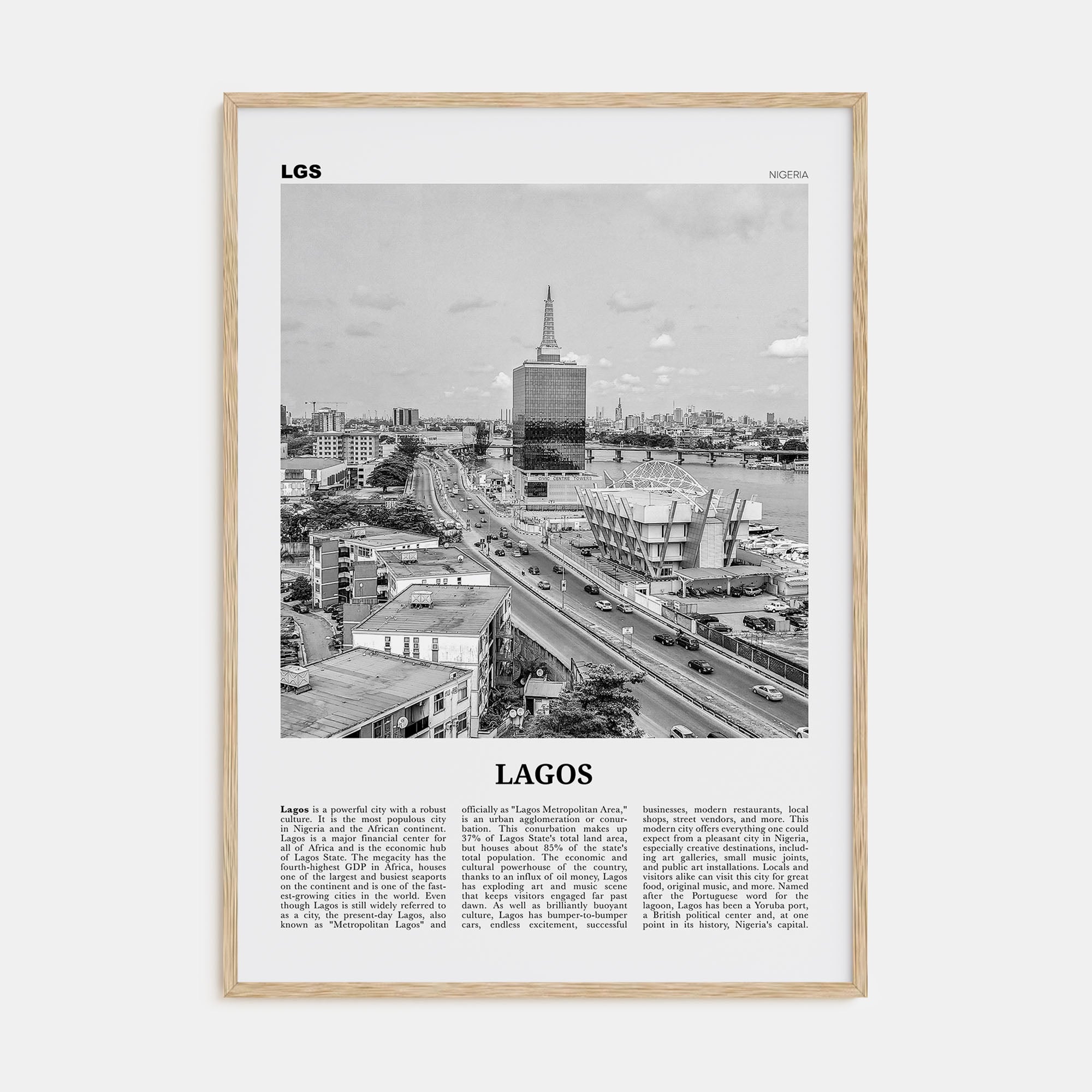 Lagos, Nigeria Travel B&W No 2 Poster