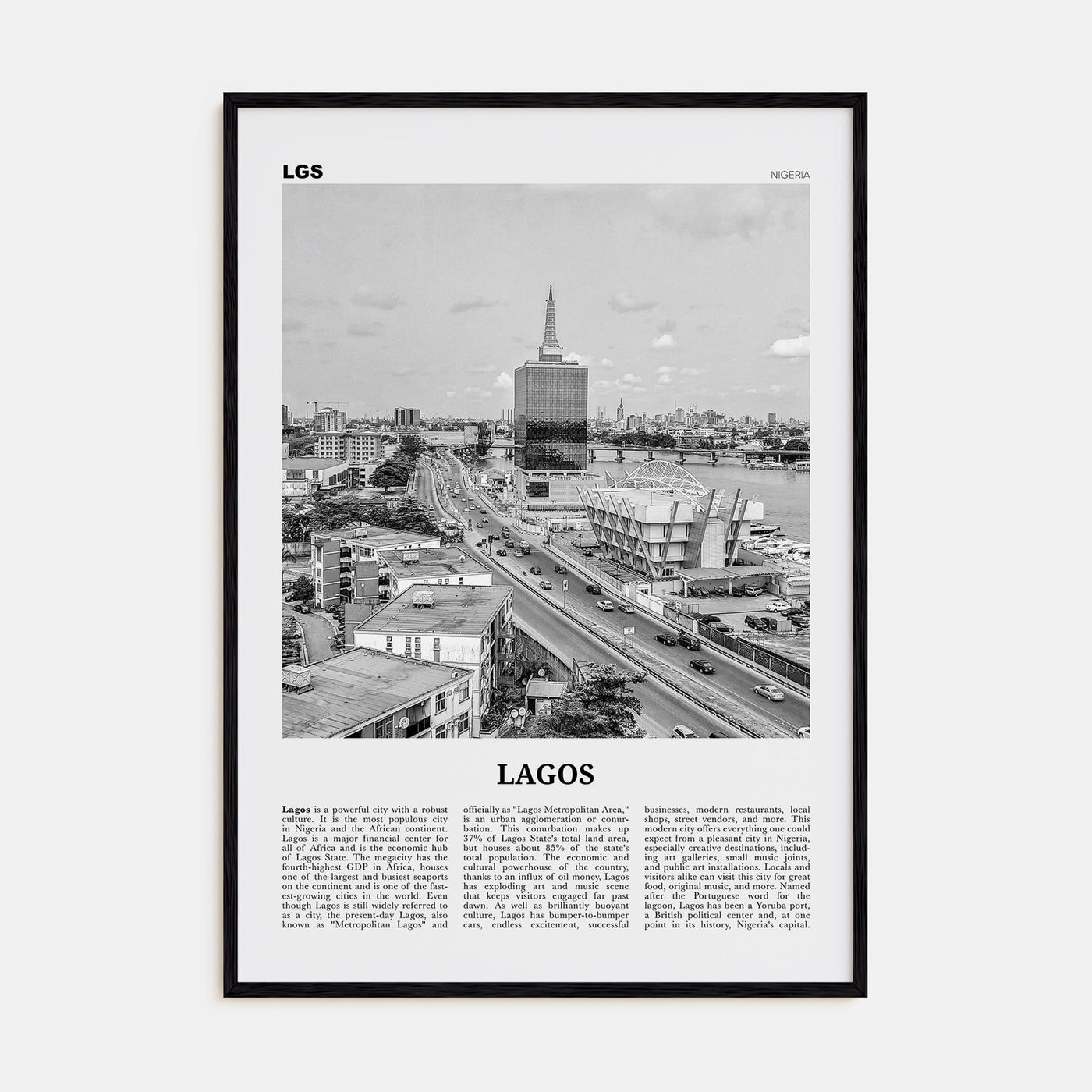 Lagos, Nigeria Travel B&W No 2 Poster